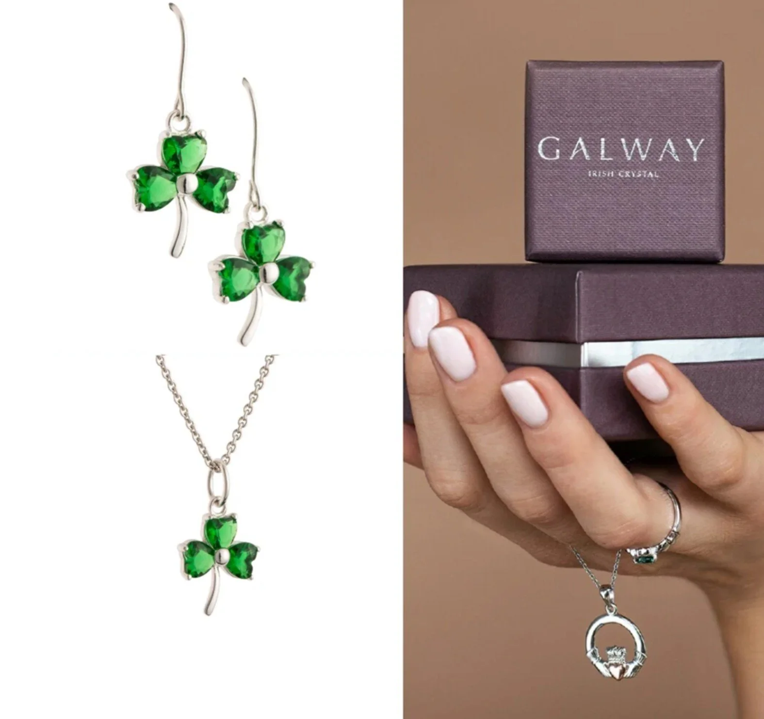 GJSG1-Galway Crystal Shamrock Green Sterling Silver Set.jpg