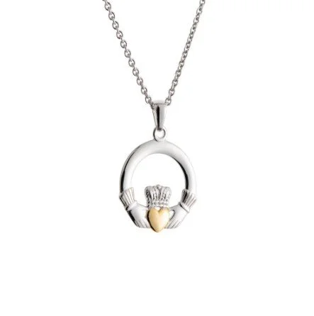 Galway Crystal Claddagh Sterling Silver & Gold Pendant .jpg