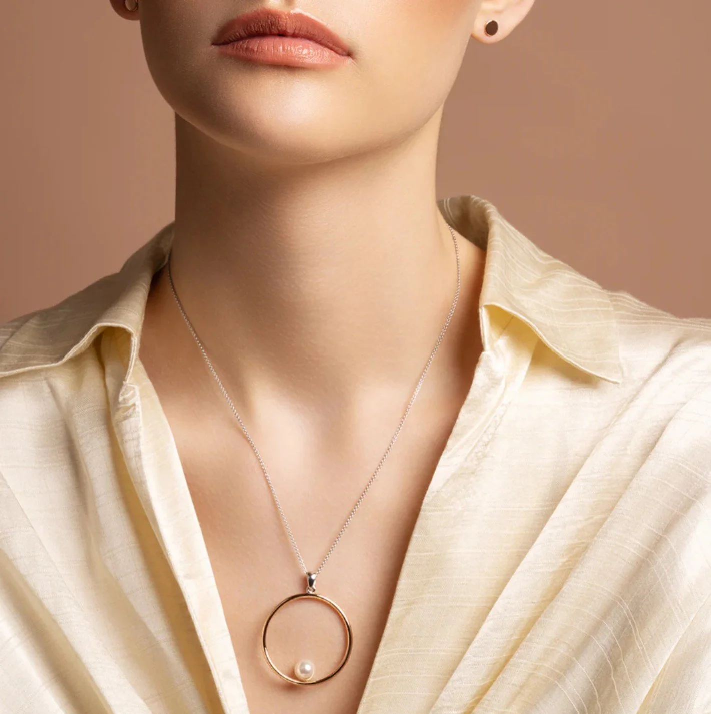 G9017-Galway Crystal Pearl Hoop Sterling Silver & Rose Gold Pendant 2.jpg