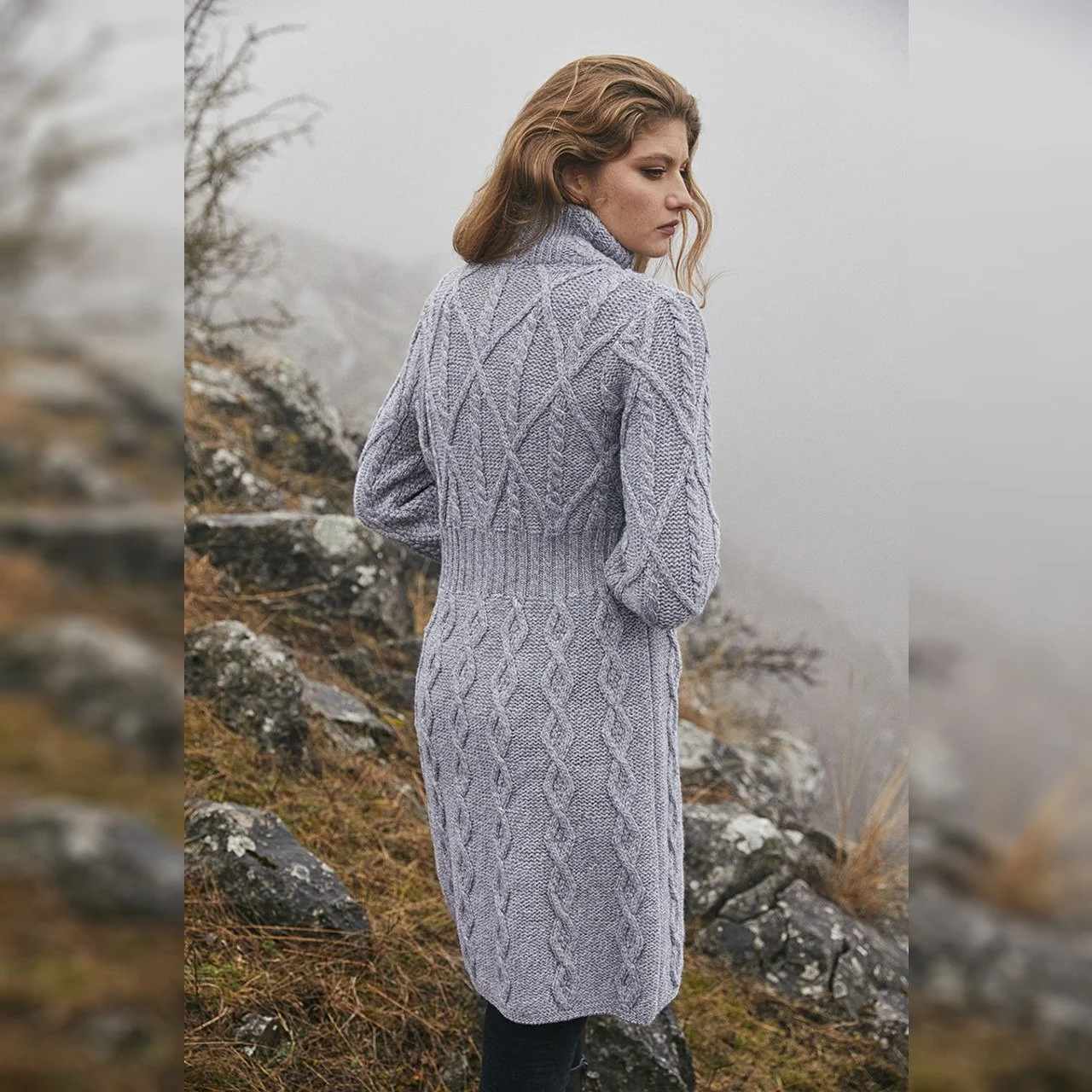 Aran Cable Signature Coat - Back - Grey - ML126-103.jpg