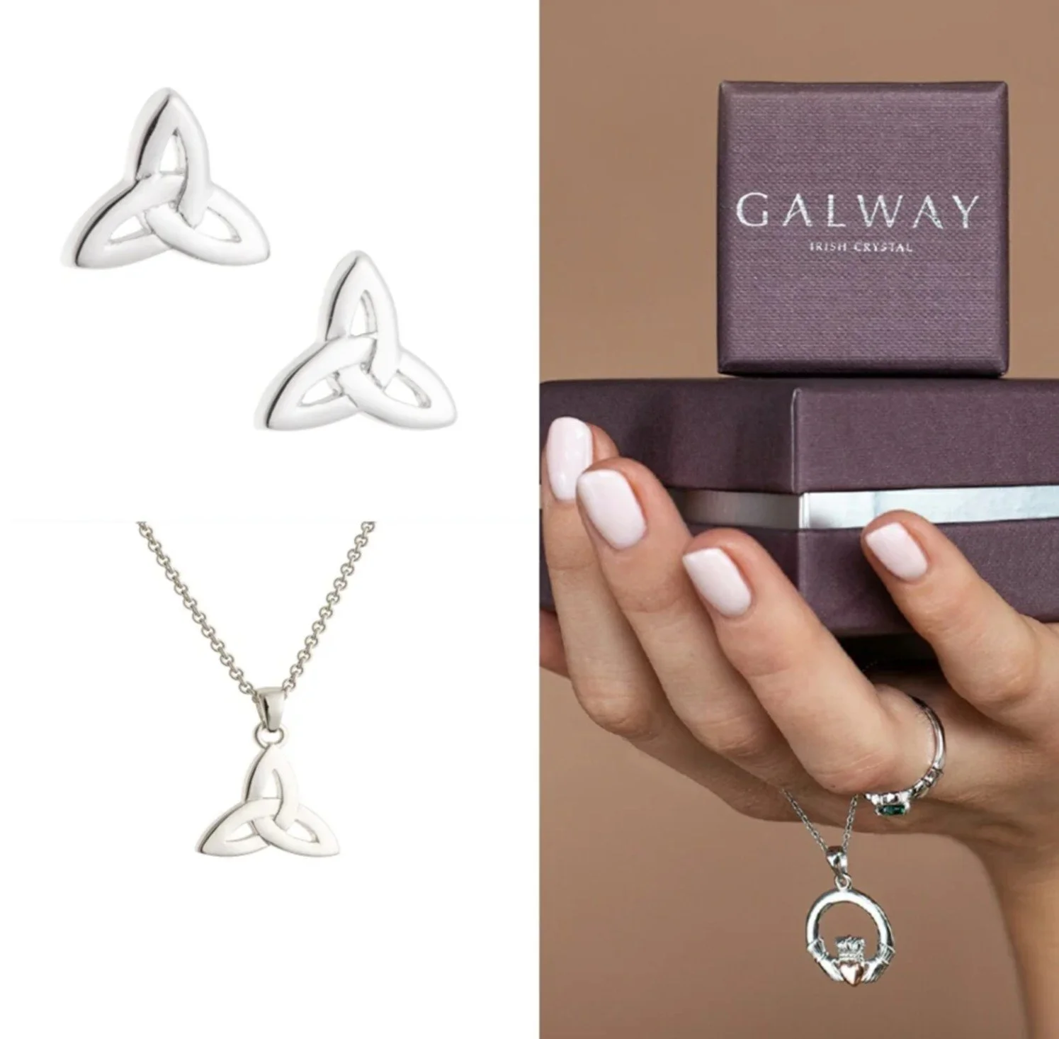 GJTK1-Galway Crystal Trinity Knot Sterling Silver Set.jpg