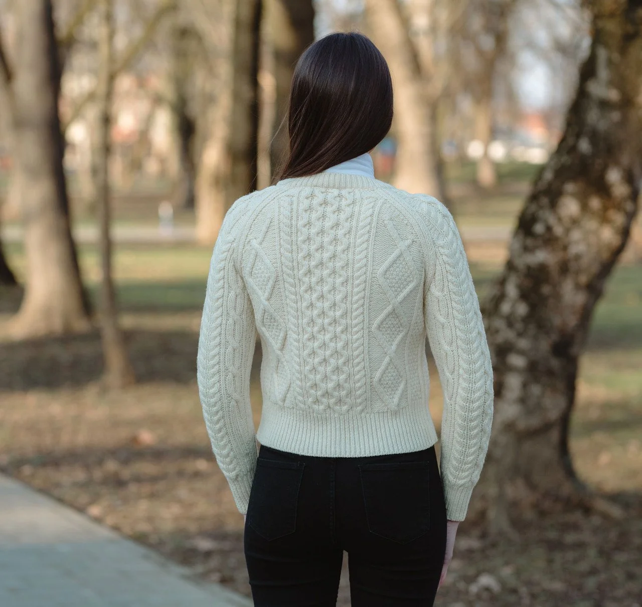 Ladies Cable Cardigan-Back-Natural-ML152 109.jpg