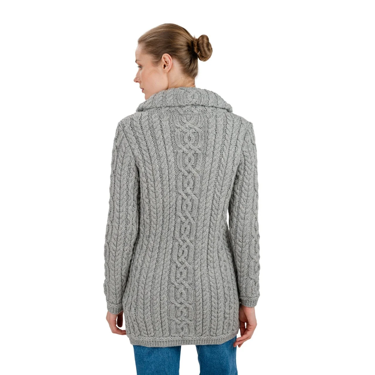 Soft Touch Ladies Aran Zip Cardigan-Grey---ML114.jpg