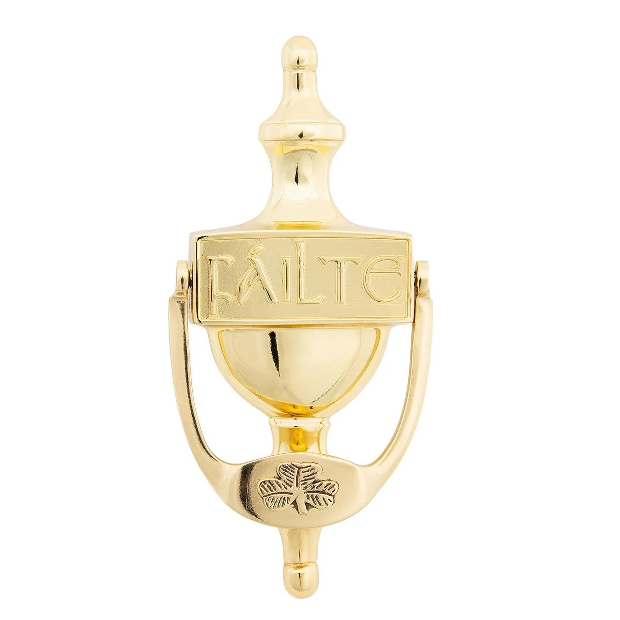 Failte Shamrock Door Knocker- Brass-Front-Gold-EDK100-PB.jpg