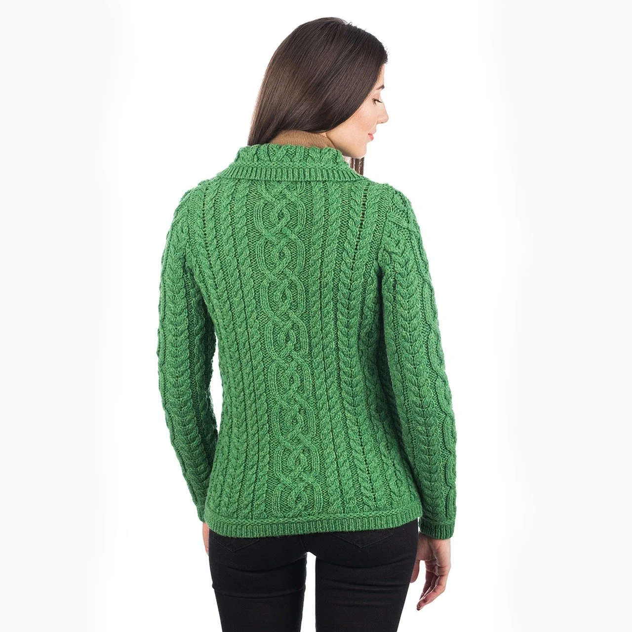 Ladies Buttoned Cardigan-green-ML109-.jpg