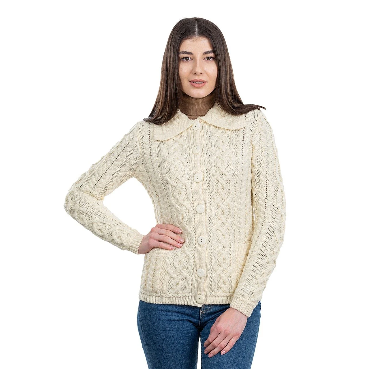 Ladies Buttoned Cardigan--Natural-ML109.jpg