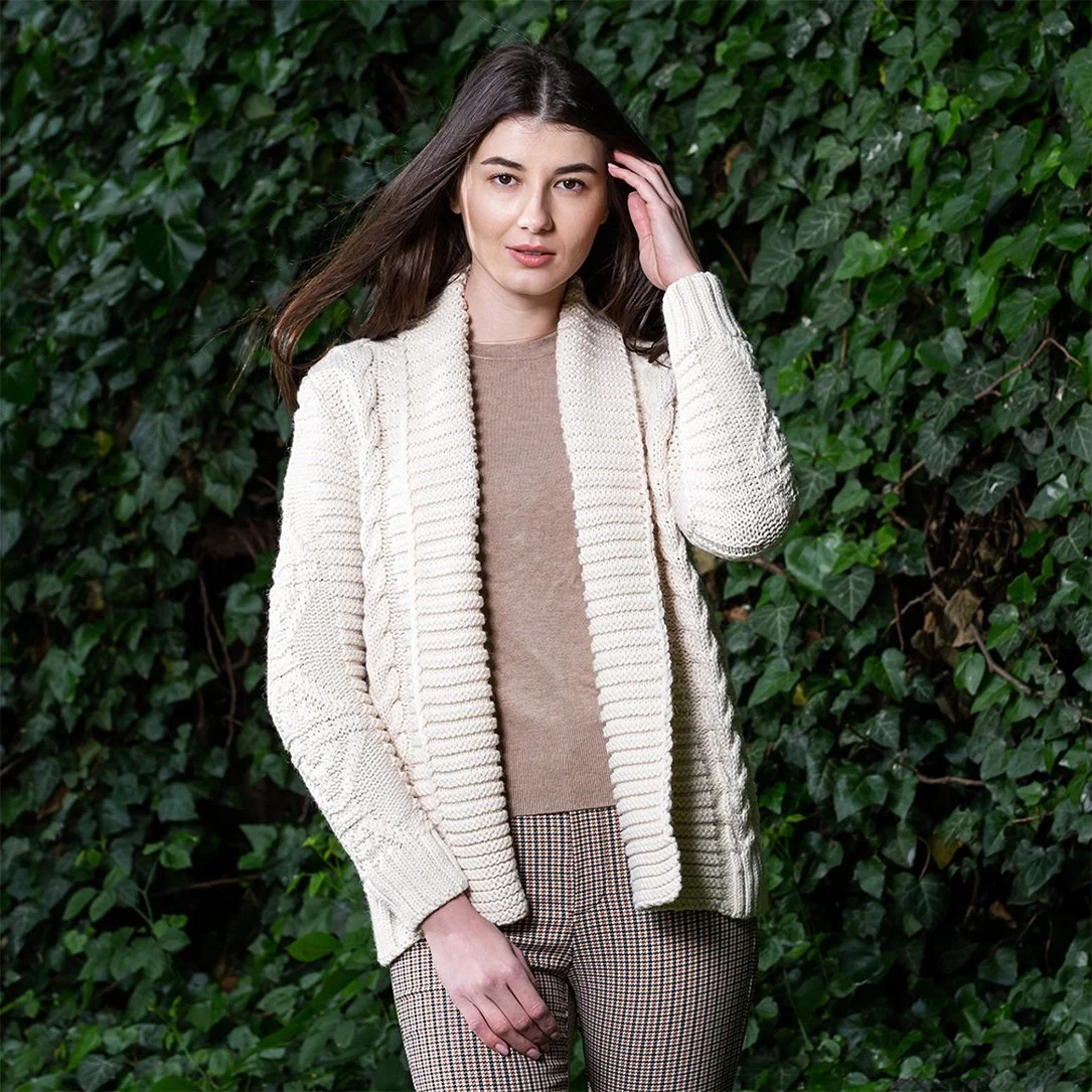 Open Front Cable Knit Cardigan - Front2 - Natural - AWL121-300.jpg