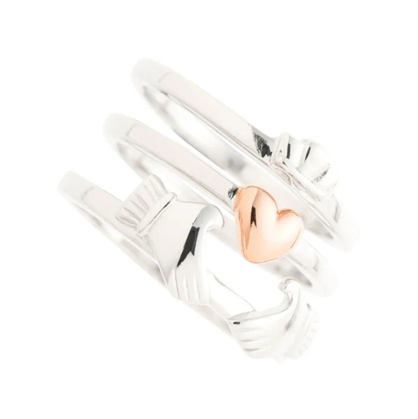 G7440-Galway Crystal Jewellery Three Part Claddagh Sterling Silver & Rose Gold Ring.jpg