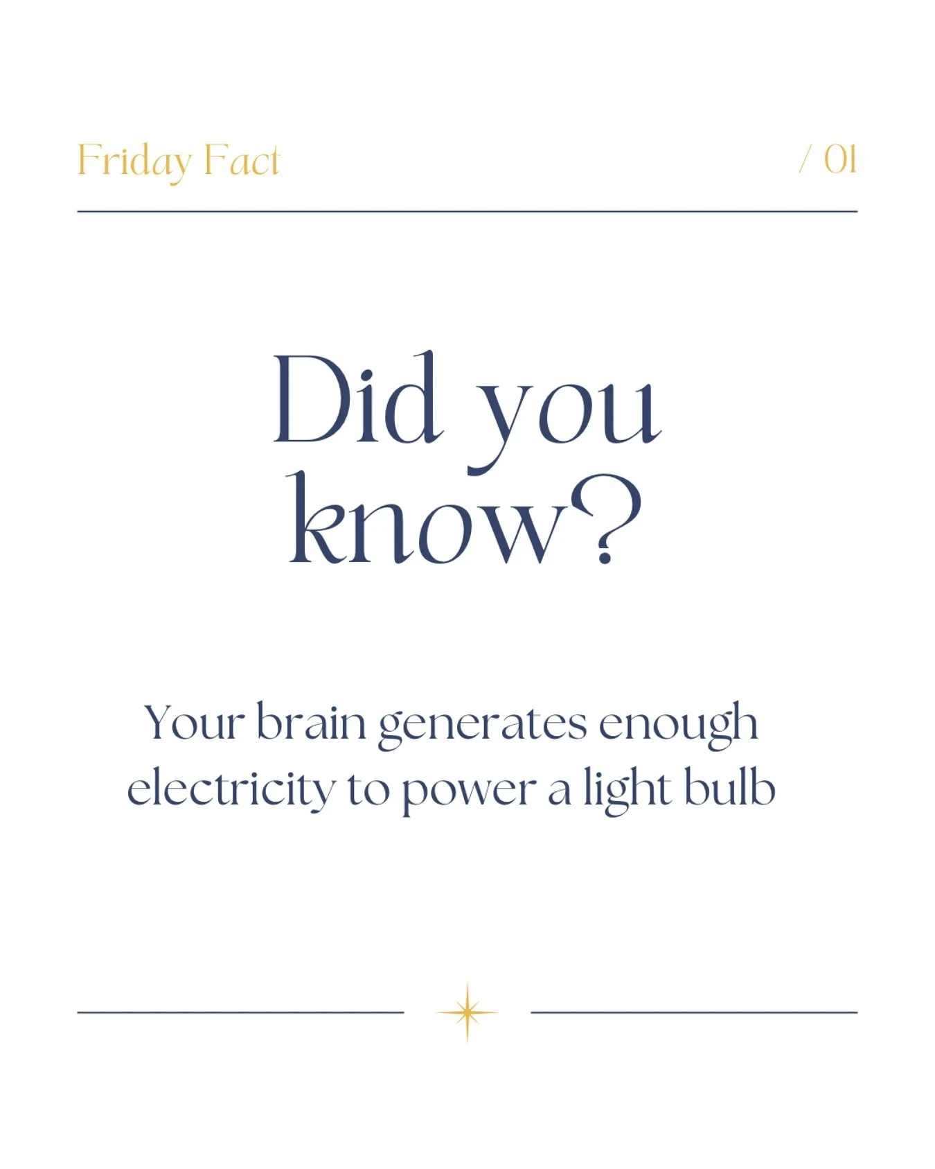 Friday Fact - our 🧠 contains around 100 billion neurons. Whilst a single neuron generates only a tiny amount of electricity, all the neurons firing together could power a lightbulb 💡