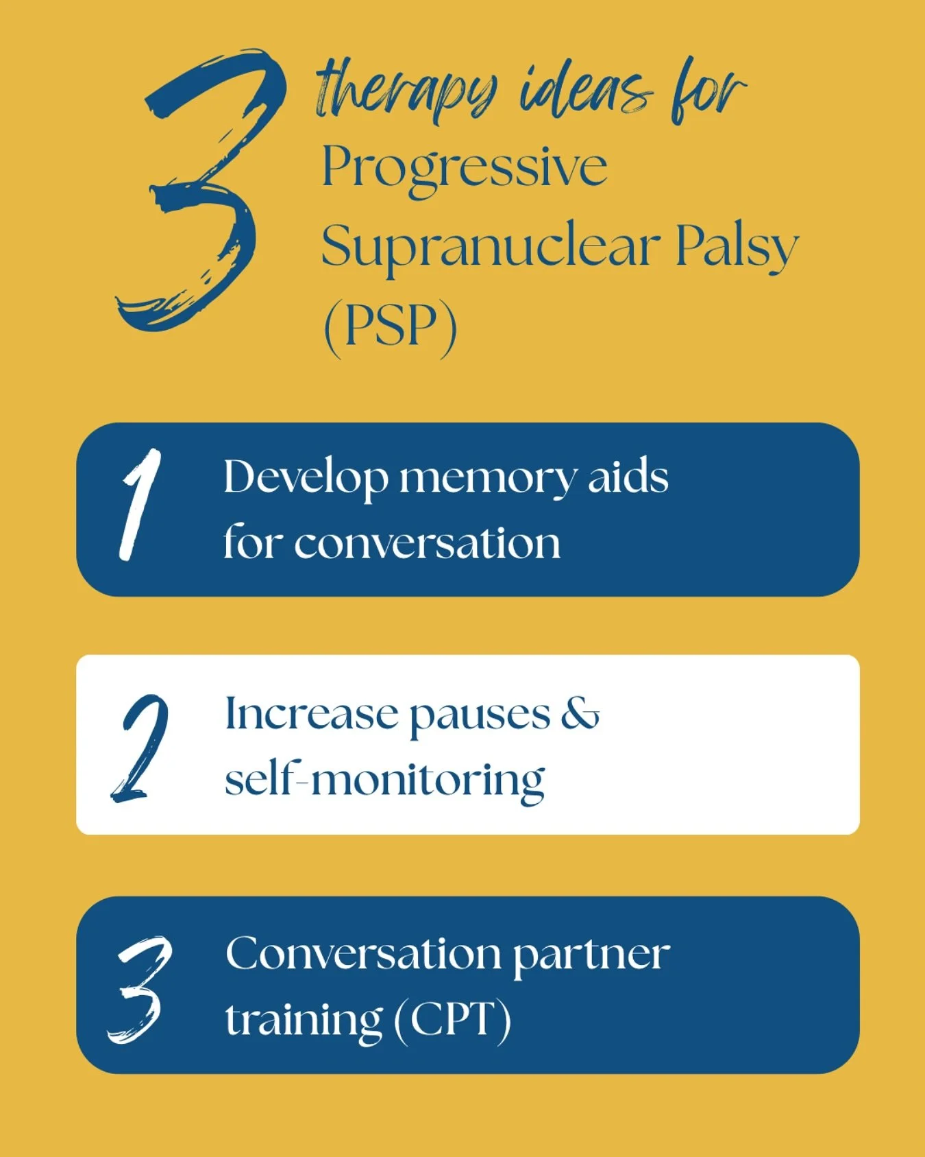 Changes to communication in PSP require a variety of approaches. 

Recent work with a client explored strategies such as building awareness, topic maintenance and working with their core conversation partners. 

#PSP #parkinsonsplus #progressivesupra