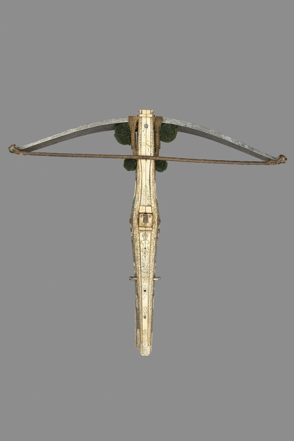  A Heavy Sporting Crossbow or Ganze Rüstung , late 16th century 
steel, wood, staghorn, bone, corded hemp, and wool 
75 cm x 84 cm (29.5 in x 33 in.)