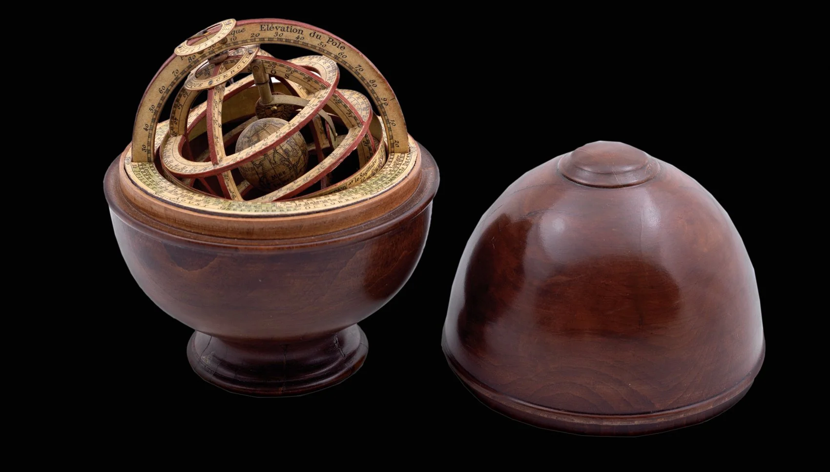 ANONYMOUS (unknown)  
 A geocentric armillary , 1700 
 [Armillary Sphere in Case] , 1700  
pocket globe 
diameter: 75 mm