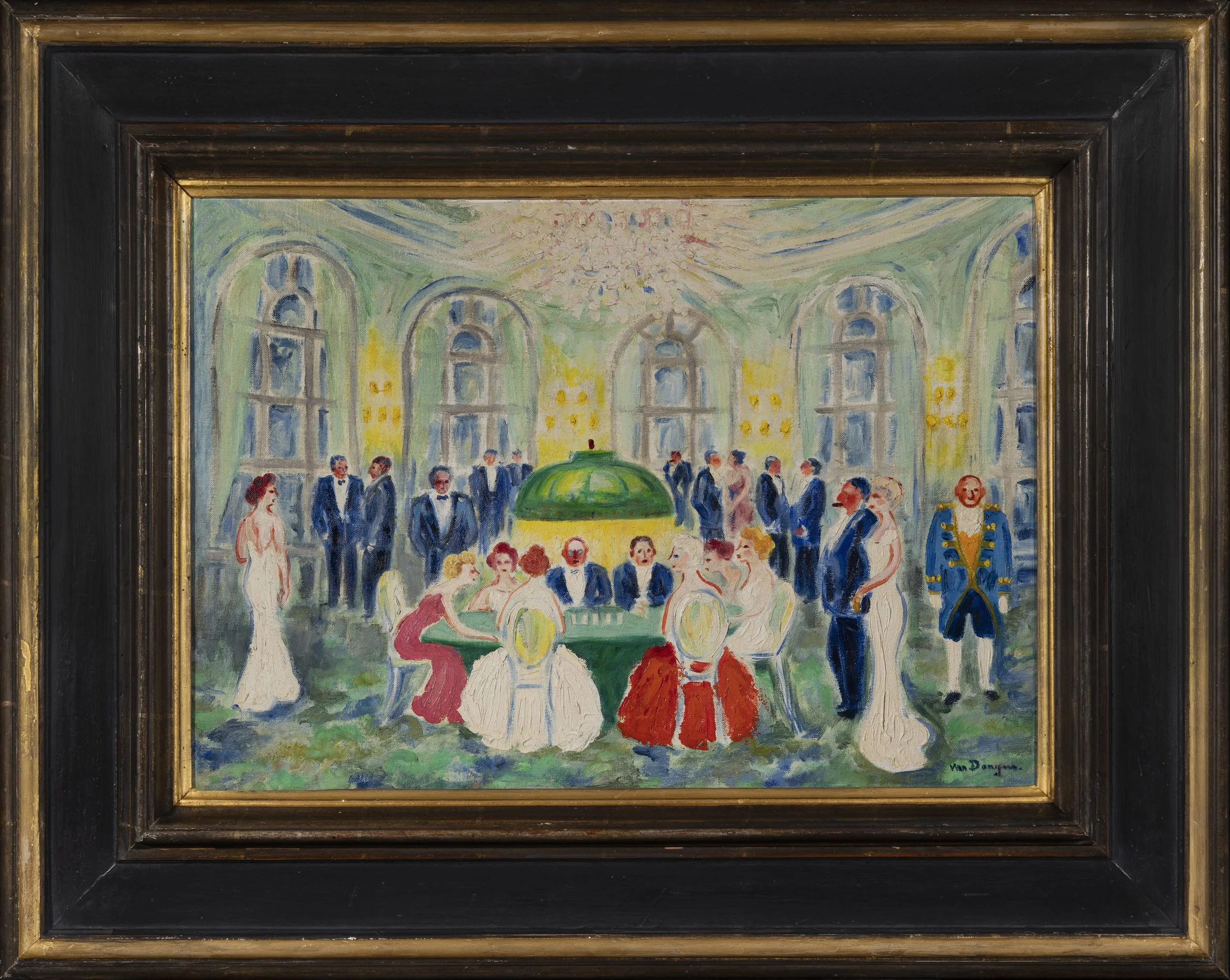KEES VAN DONGEN (1877 Rotterdam–1968 Monte Carlo) 
 Les salons du casino de Deauville , c. 1950-55 
oil on canvas 
46.5 x 65.5 cm (18¼ x 25¾ in.) 
framed: 73.2 x 91.7 x 5.5 cm (28⅞ x 36⅛ x 2⅛ in.)