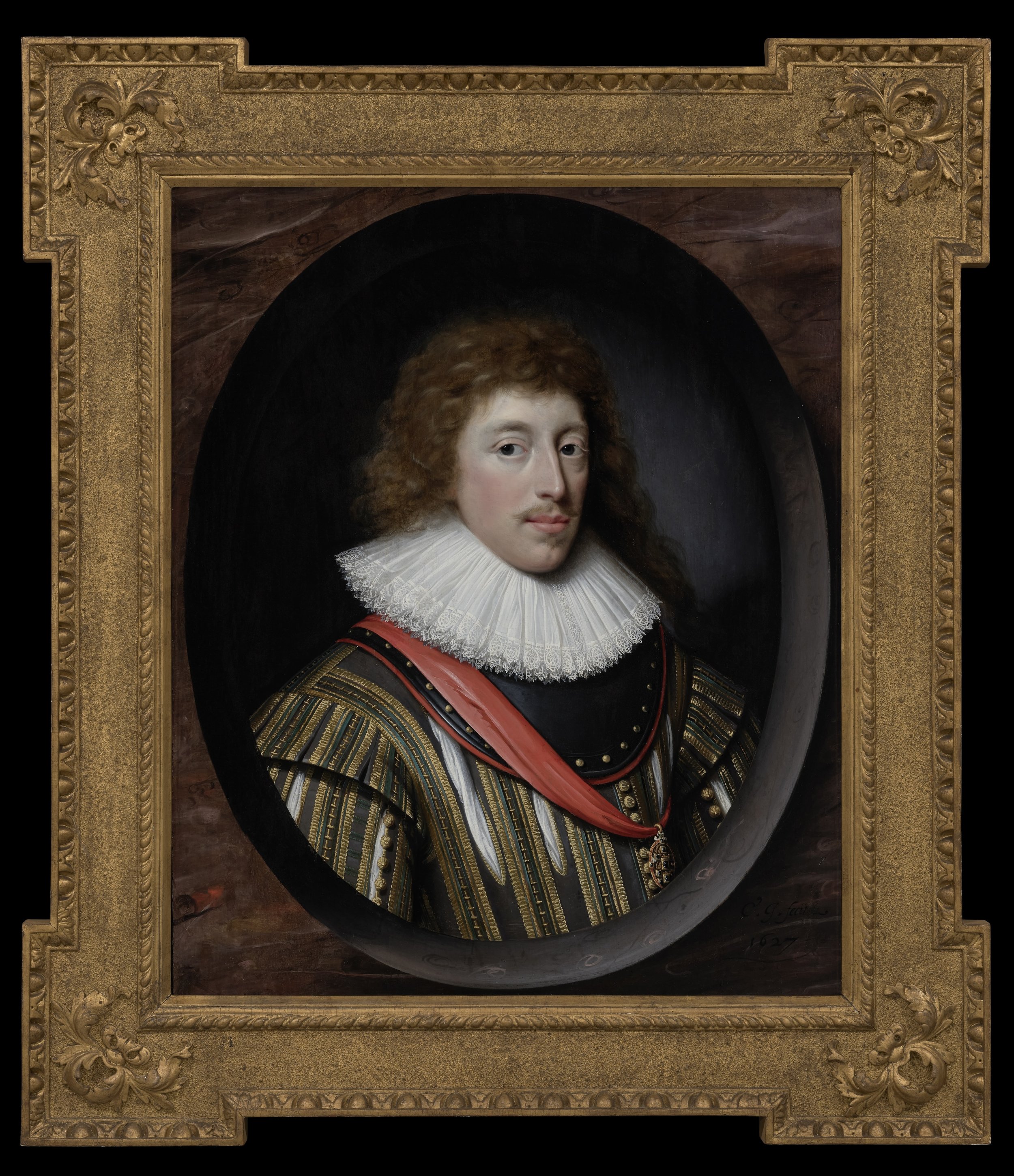 CORNELIUS JOHNSON (1593–1661) 
 Dudley, 4th Baron North (1602–1677) , 1627 
oil on panel 
78.2 x 62.3 cm (framed: 101 x 89 cm)