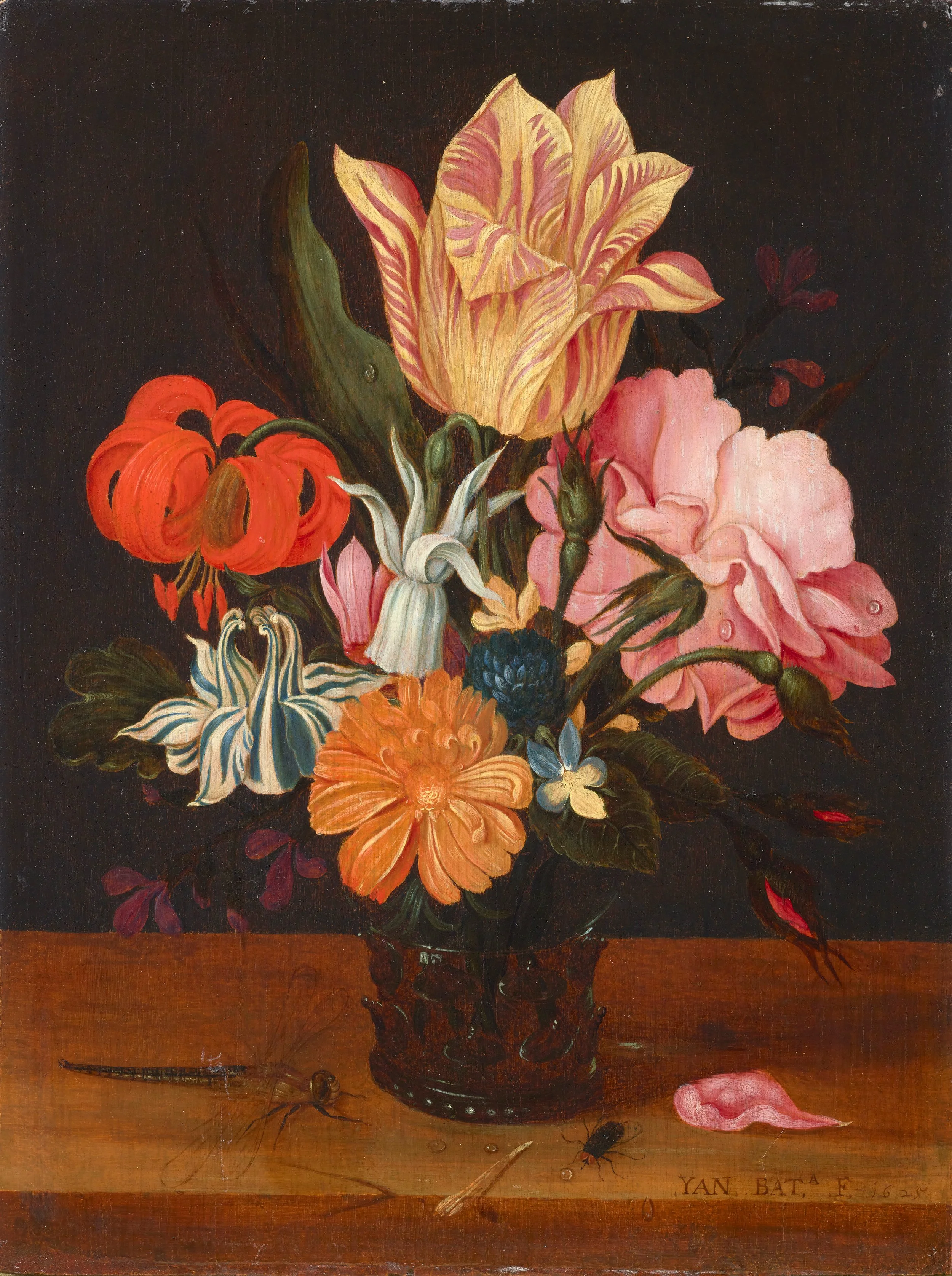 JAN BAPTIST VAN FORNENBURGH (1585/95 Antwerp–1649 The Hague) 
 A Bouquet of Flowers in a Glass Vase , 1625 
oil on panel 
24 x 18 cm (framed: 43 x 36 cm) 
 
MORE INFORMATION
 