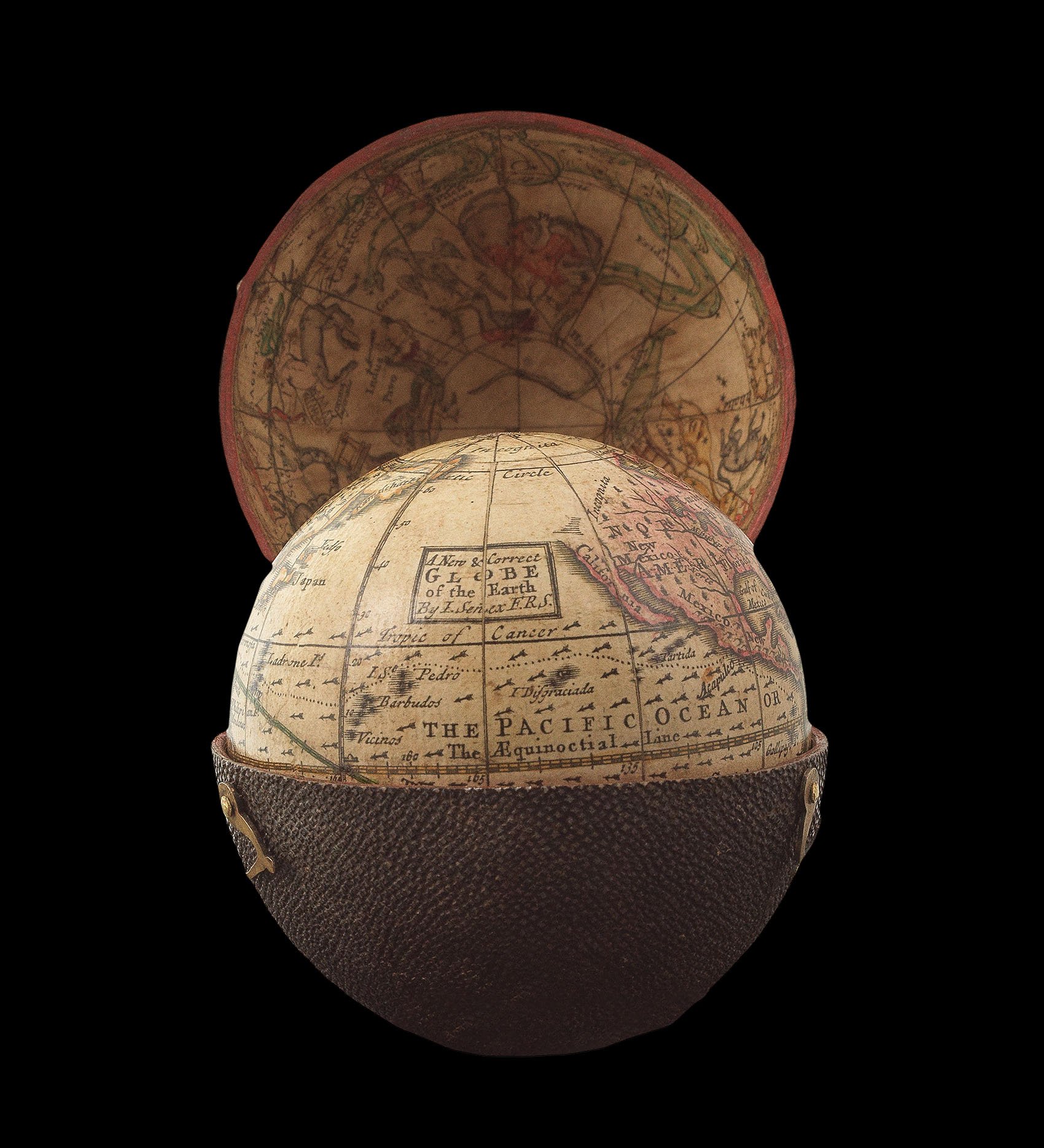 JOHN SENEX (1678–1740) [and MARY SENEX] 
 A pocket globe by a female mapmaker,  
 A New & Correct Globe of the Earth , 1744
pocket globe 
diameter: 70 mm
