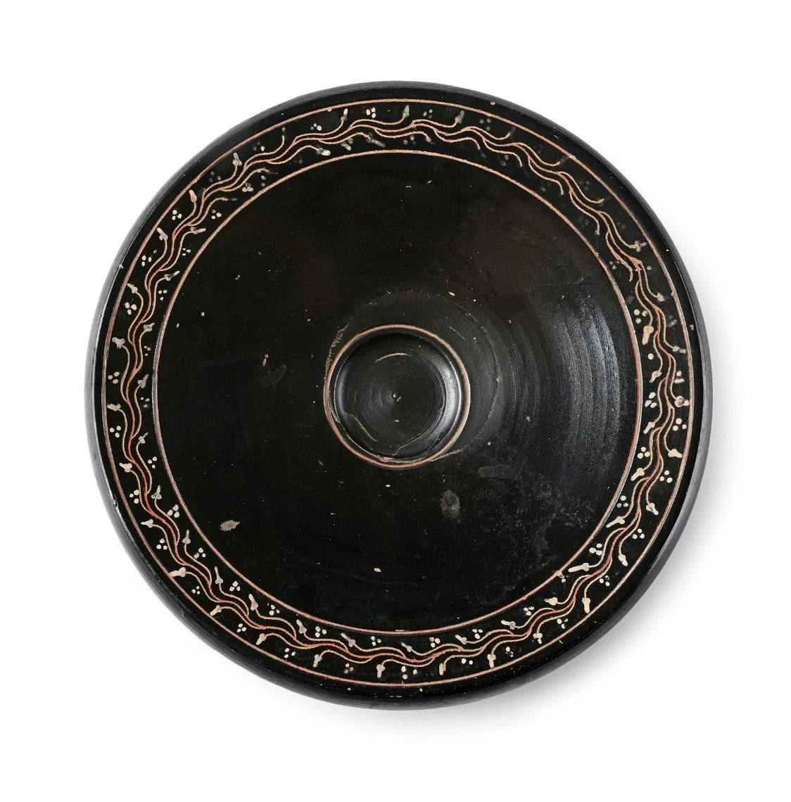  A large Greek black-glazed fish plate , Teano-Ware, Hellenistic, Late 4th Century BC  
pottery 
diameter: 26.5 cm