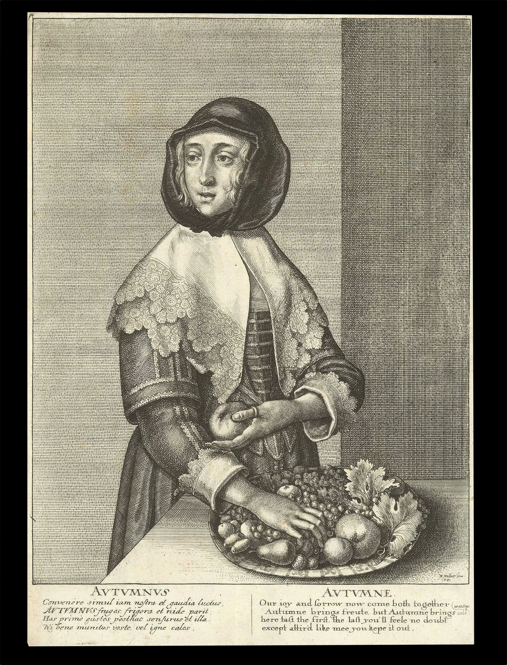 W[ENCESLAUS] HOLLAR (1607–1677)  
 The  Half-length Seasons  
 Autumnus [and] Hiems [and] Aestas [and] Ver , 1641 
etching 
250 x 175 mm (framed: 310 x 235 mm)
