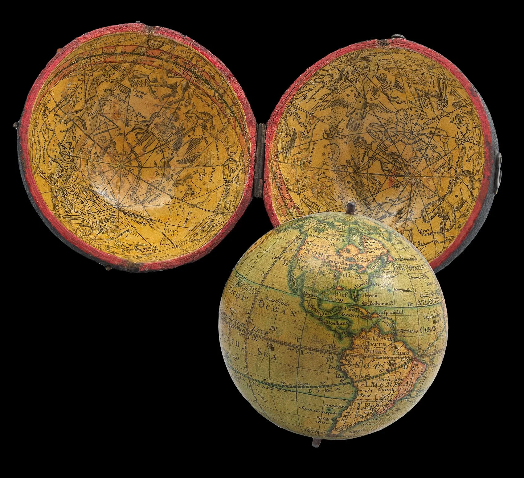 THOMAS LANE (1775–1783), after DUDLEY ADAMS (1762–1830) and JAMES FERGUSON 
 The Swan River Colony  
 Lane’s Improved Globe , 1833 
pocket globe 
diameter: 70 mm