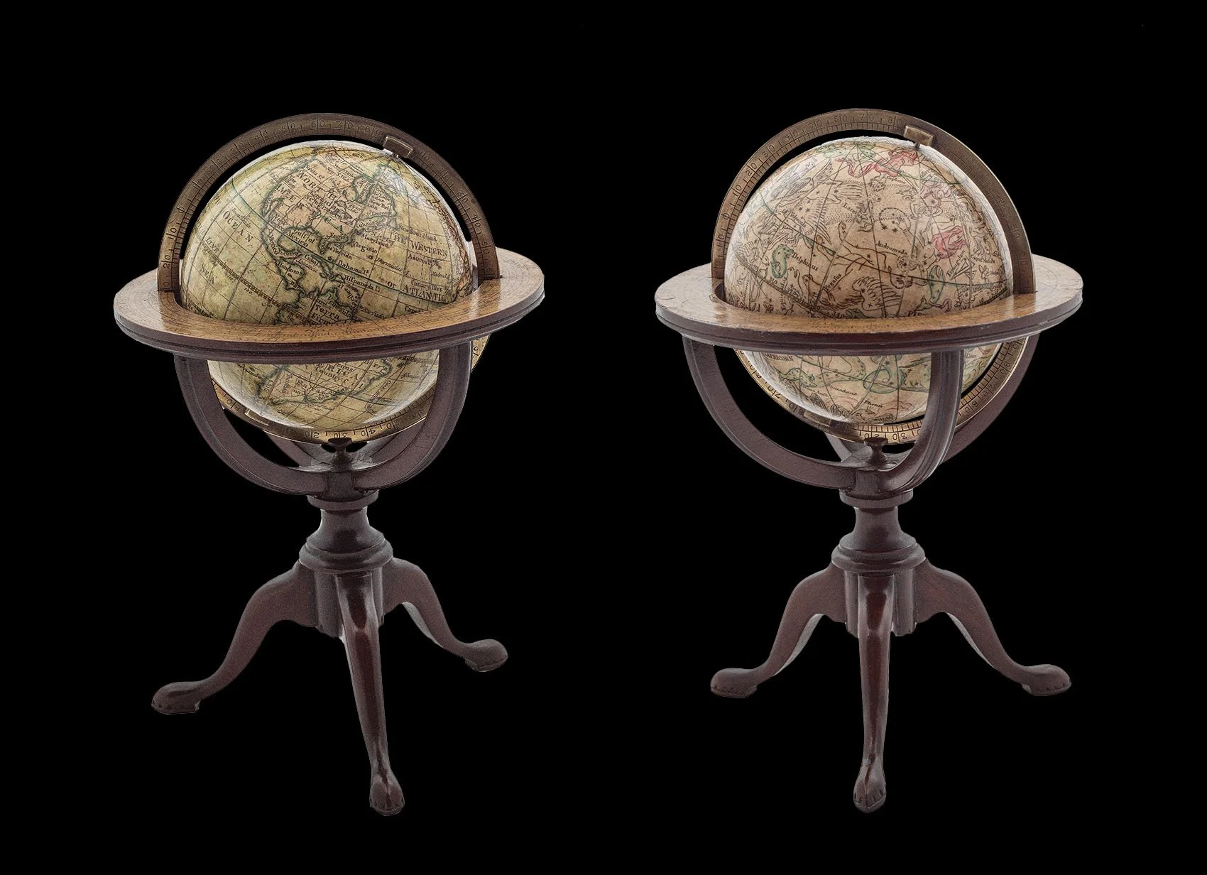 DUDLEY ADAMS (1762–1830) 
 “Cook’s going out 1776”  
 A New Globe of the Earth by Dudley Adams [and Celestial Globe] , 1808 
pocket globe 
diameter: 70 mm