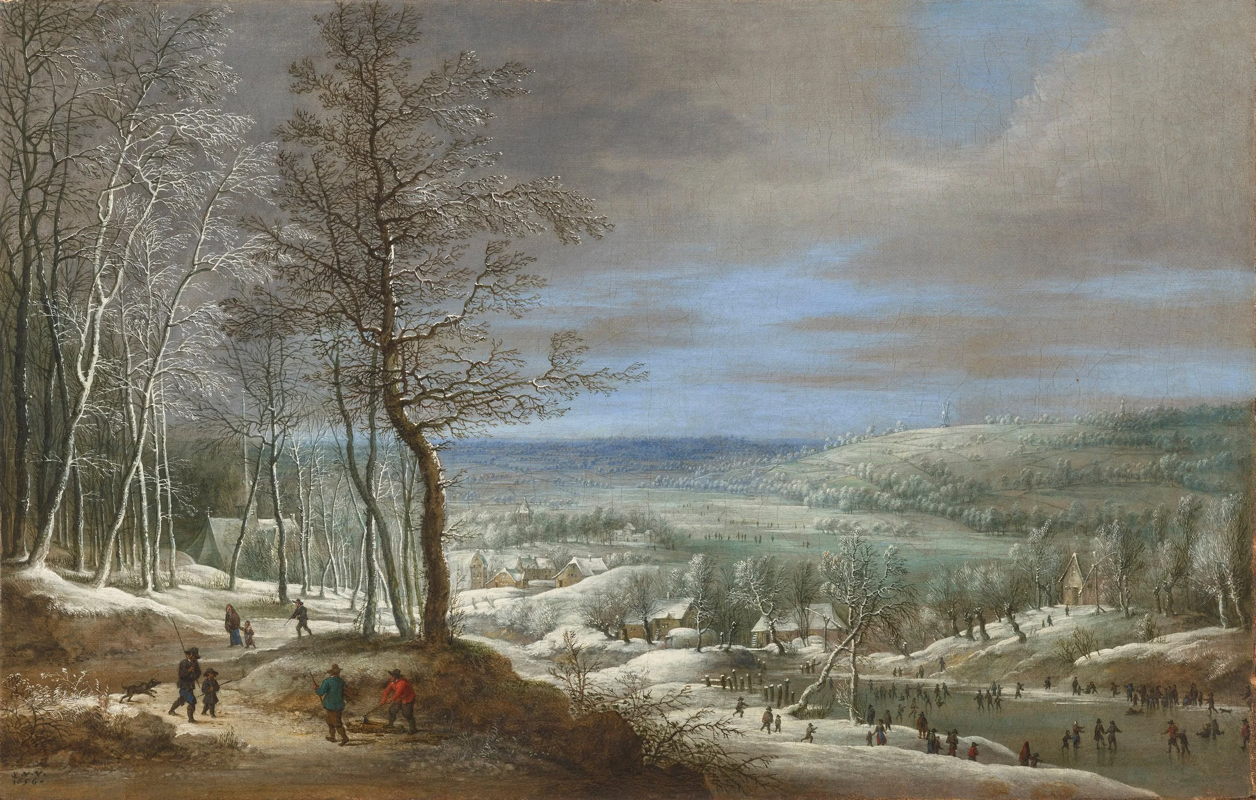 LUCAS VAN UDEN (1595–1672/3) 
 An Extensive Winter Landscape with Skaters on a Frozen Lake , 1656 
oil on panel 
41 x 65.4 cm (framed: 63 x 86 cm) 
 
MORE INFORMATION
 