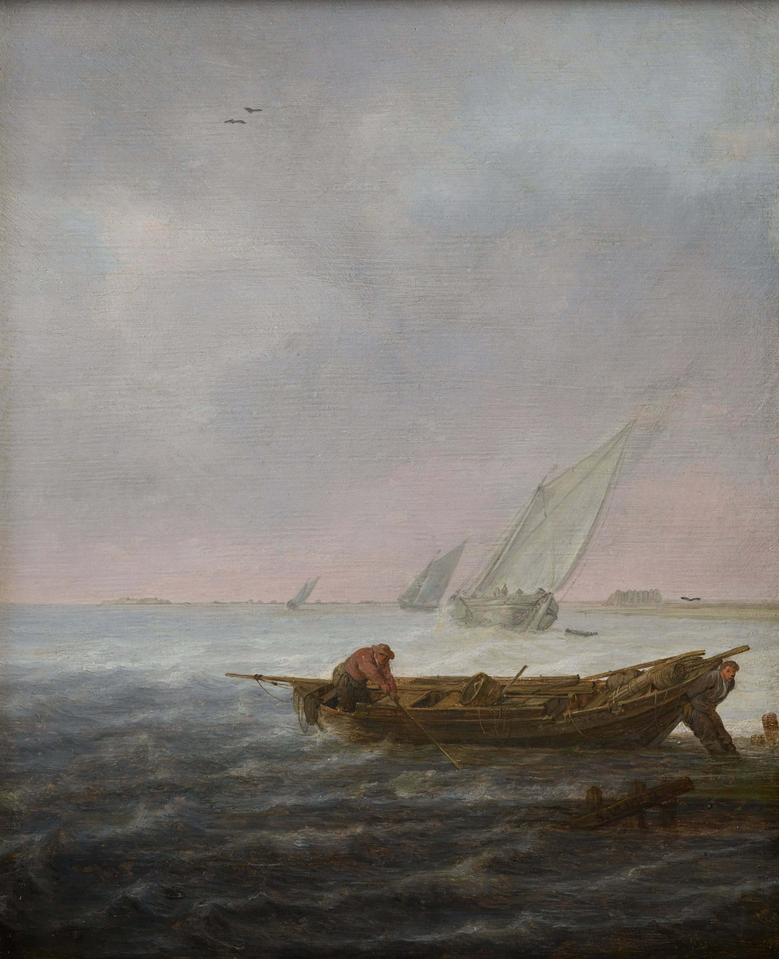 SIMON DE VLIEGER (c. 1601–1653) 
 A Coastal Scene, possibly near Biervliet , c. 1625 
oil on panel 
 28.1 x 22.9 cm (framed: 36 x 30.5 cm) 
 
MORE INFORMATION
 