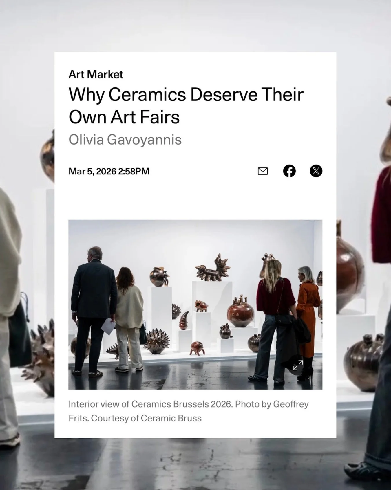 My latest on the rise of dedicated ceramics fairs for @artsy &mdash; and why collectors are reappraising the ancient &lsquo;fire art&rsquo; of clay. 

Many thanks to @ceramic.brussels @ceramicartfair @galleriaannamarra @spazionobilegallery @antoninec