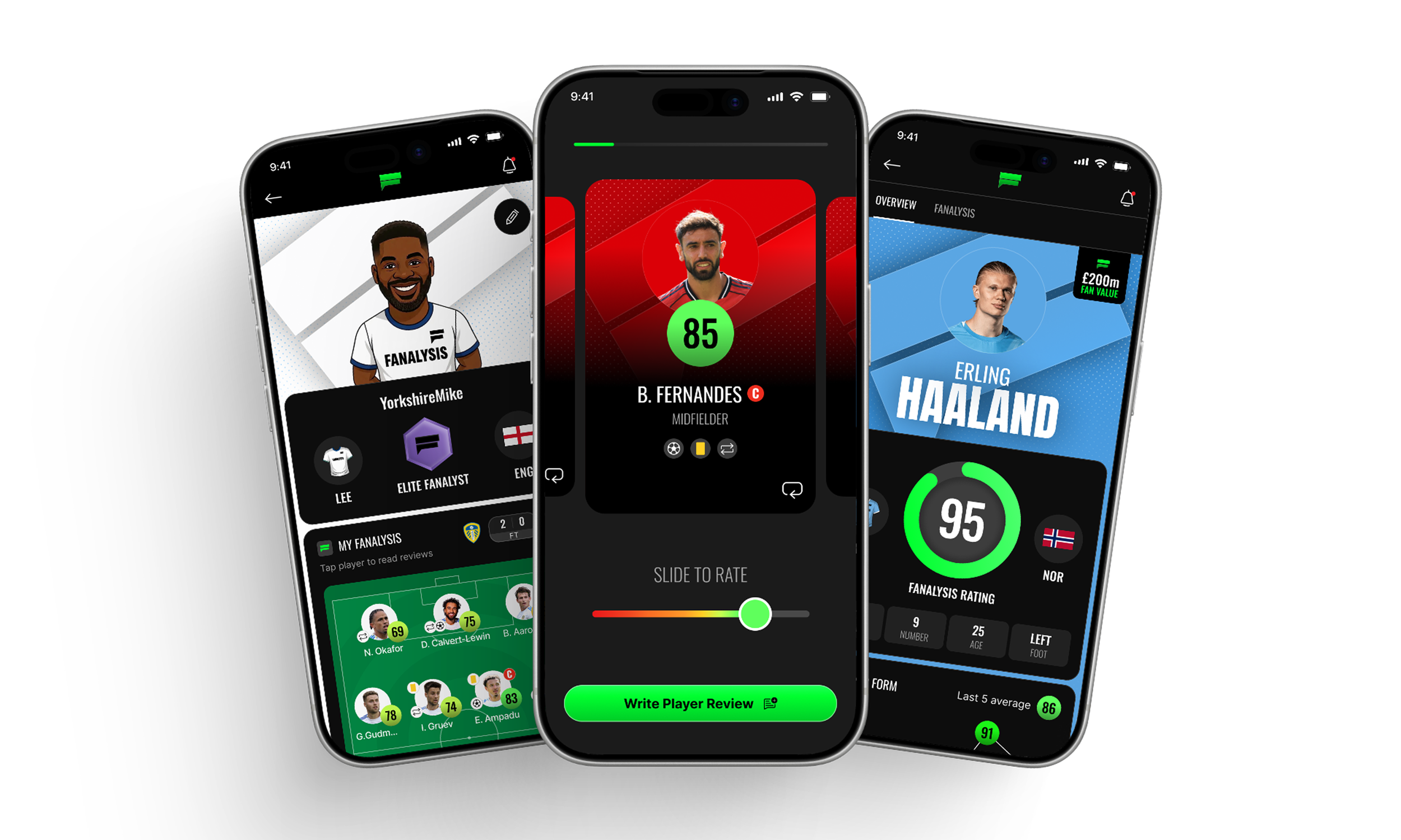 Header image showing 3 screenshots of the platform. The user profile, the player rating system and a player profile.