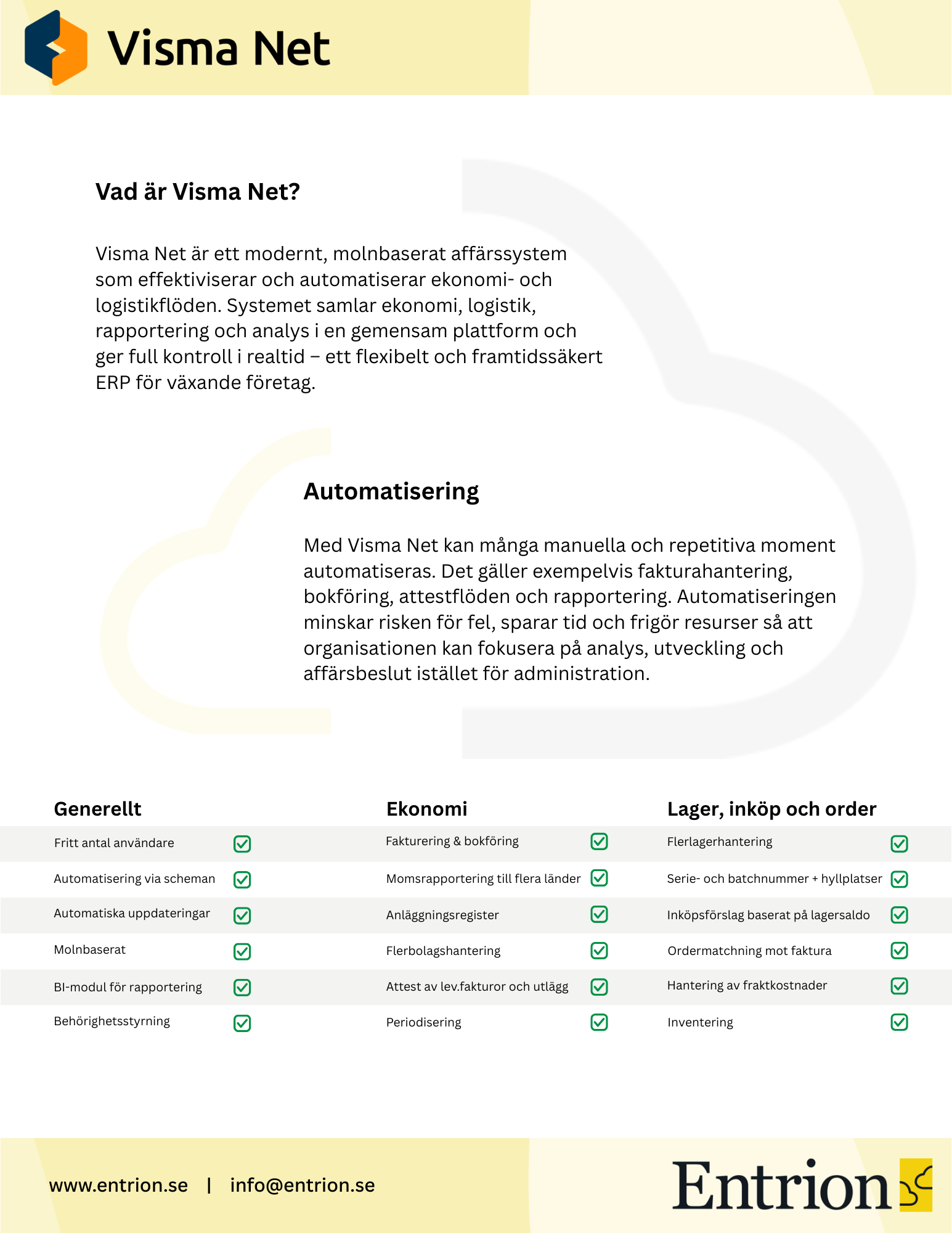 Bilden visar produktblad för Visma Net