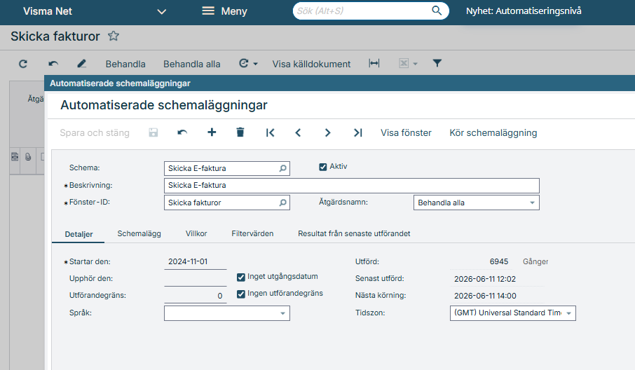 Bilden visar Visma Nets schemaläggningsfunktion