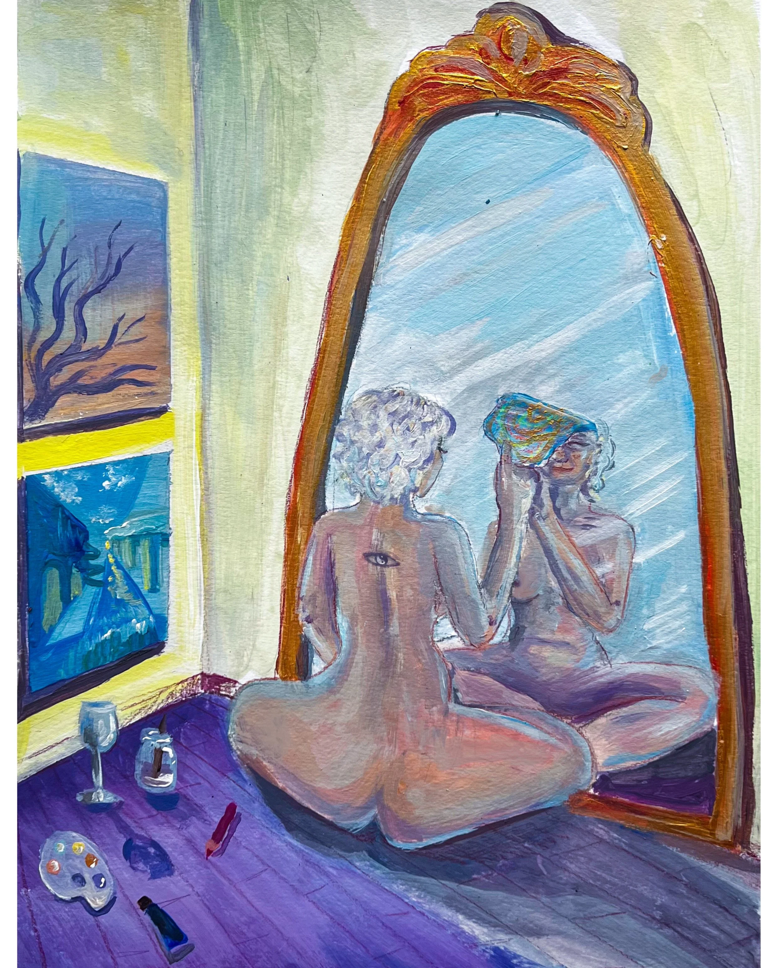 self referential paradox, gouache on paper, DIN A3, 2023