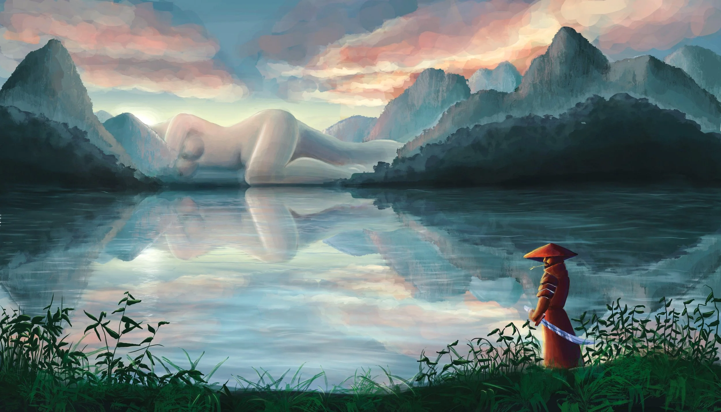 the samurai`s illusion, digital illustration, 2023