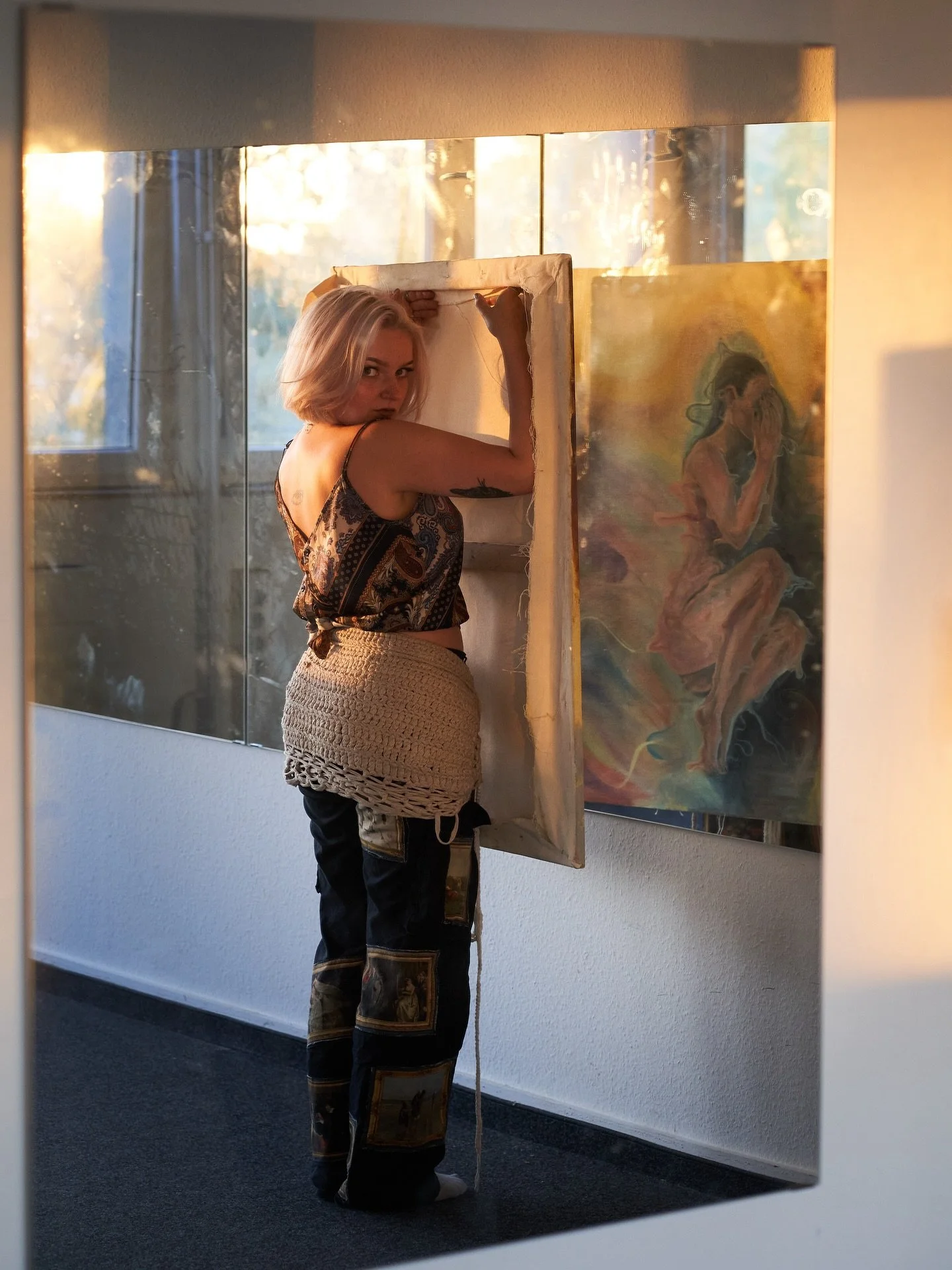 Me&amp; reflection. Paintings are mirrors. &ldquo;you can&rsquo;t see the light when you close your eyes&rdquo;, oil on canvas, reflected, 2025.

#art #artist #create #reflection #photography #paint #painter #selflove #selfreflections #contemporaryar