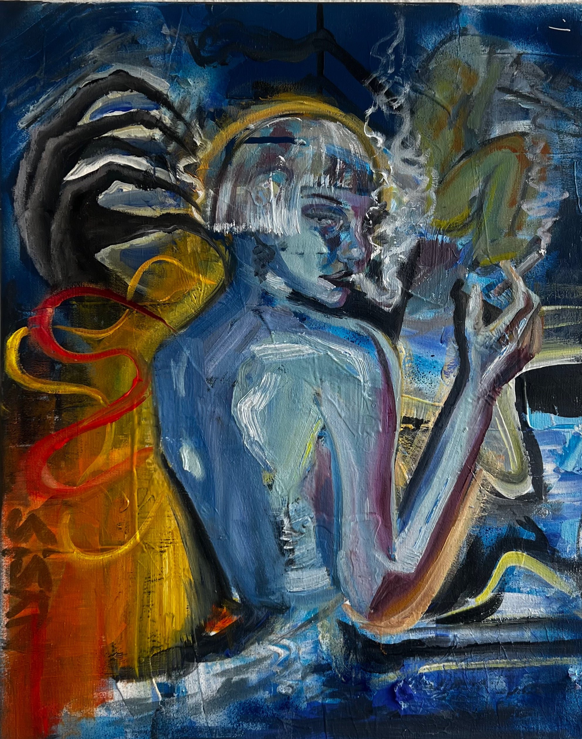 tempted, mixed media on canvas, 2025