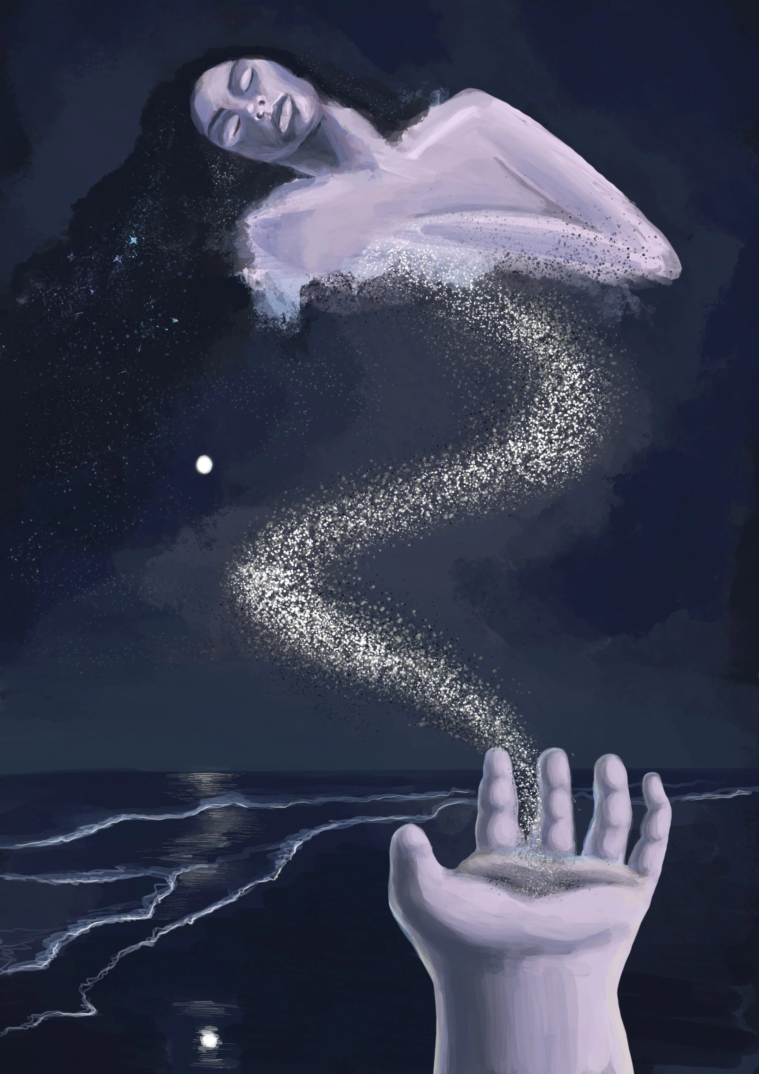 sand woman, digital illustration, 2023