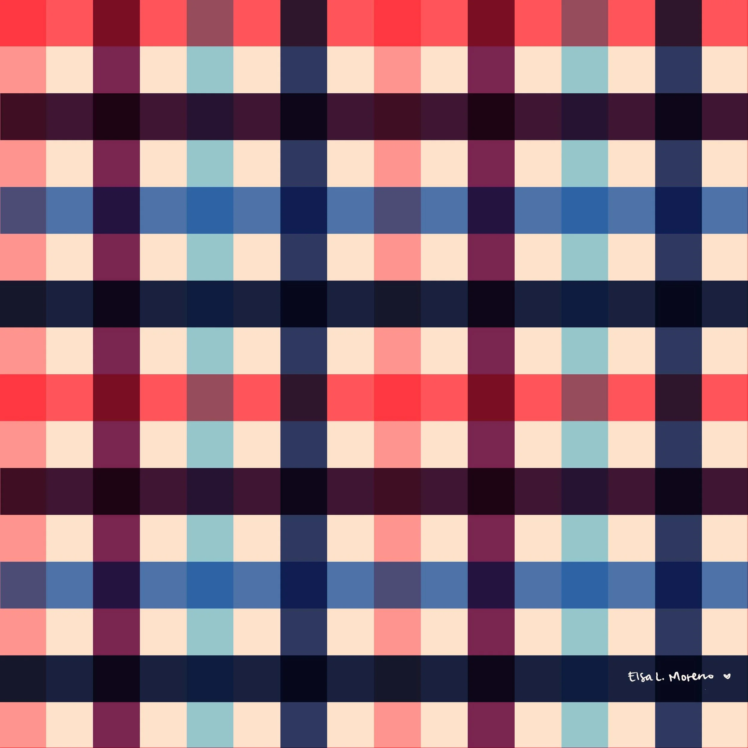 A repeating gingham pattern in autumnal colors.