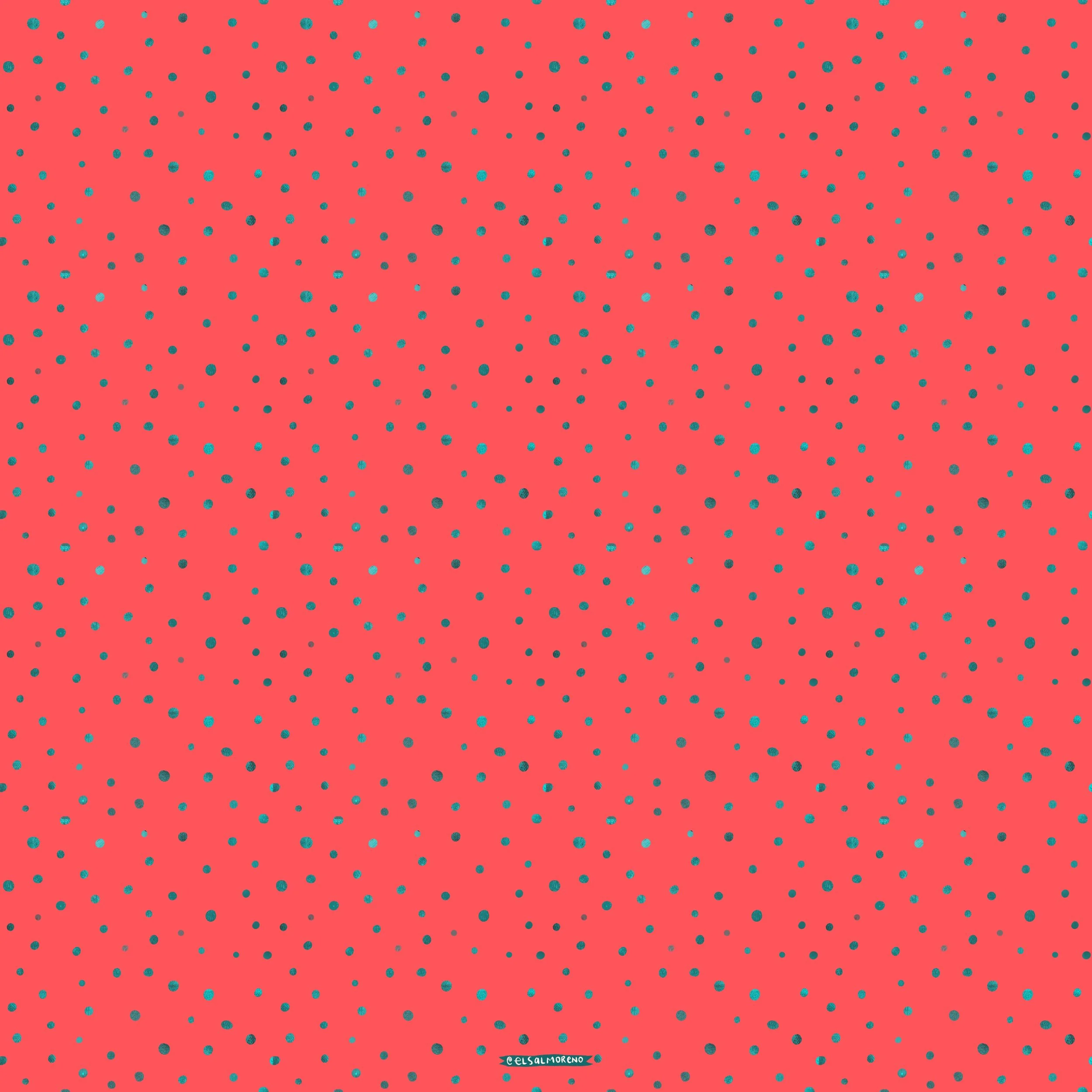 Silver dots repeating pattern over a red background