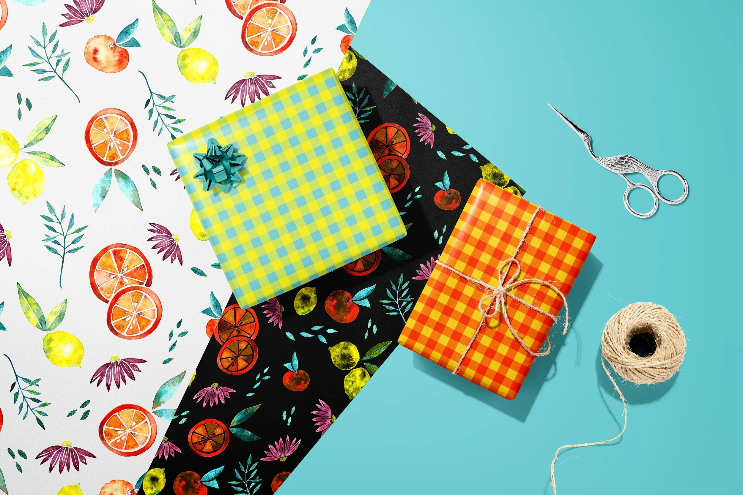 Wrapping Paper Mockup Citrus and Gingham.jpg