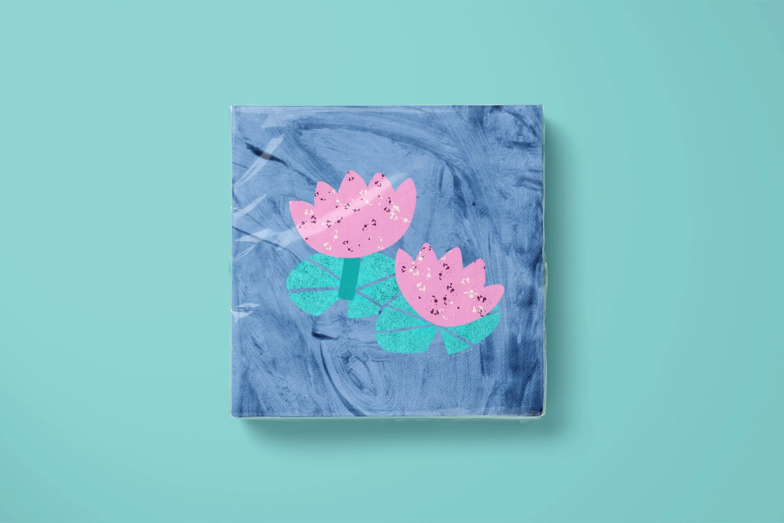 Mockup of napkins with pink lily pads
