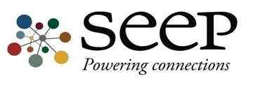 SEEP logo with tagline "Powering connections" and connected colorful dots design.