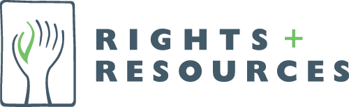 Logo with a hand and leaf design next to the text 'Rights + Resources'.