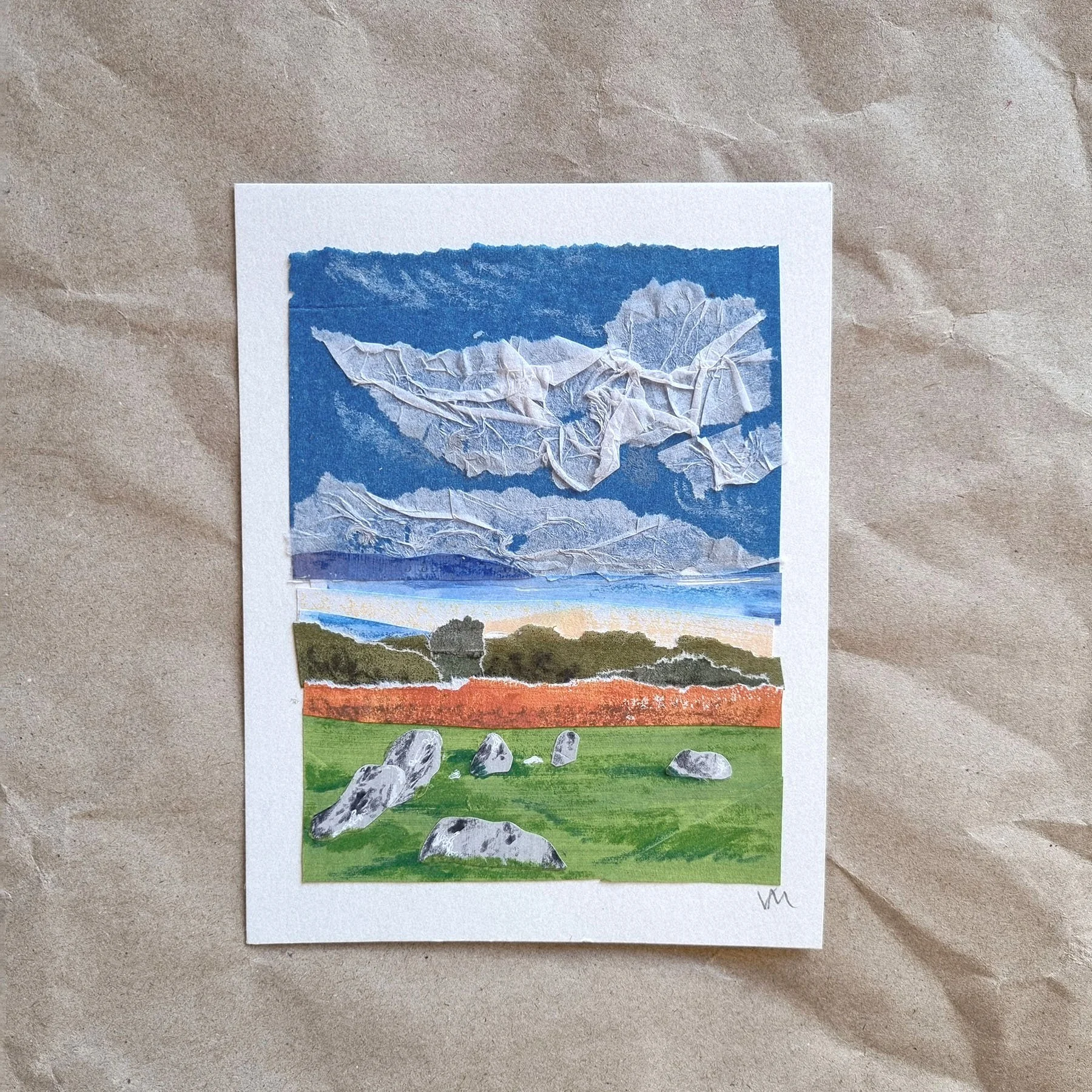 'Stone Circle' Original Paper Collage