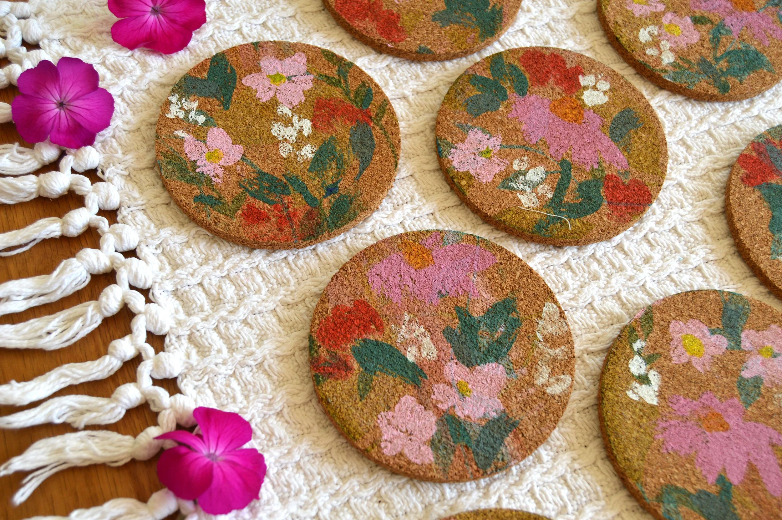 Set of Screen Print Coasters - various designs