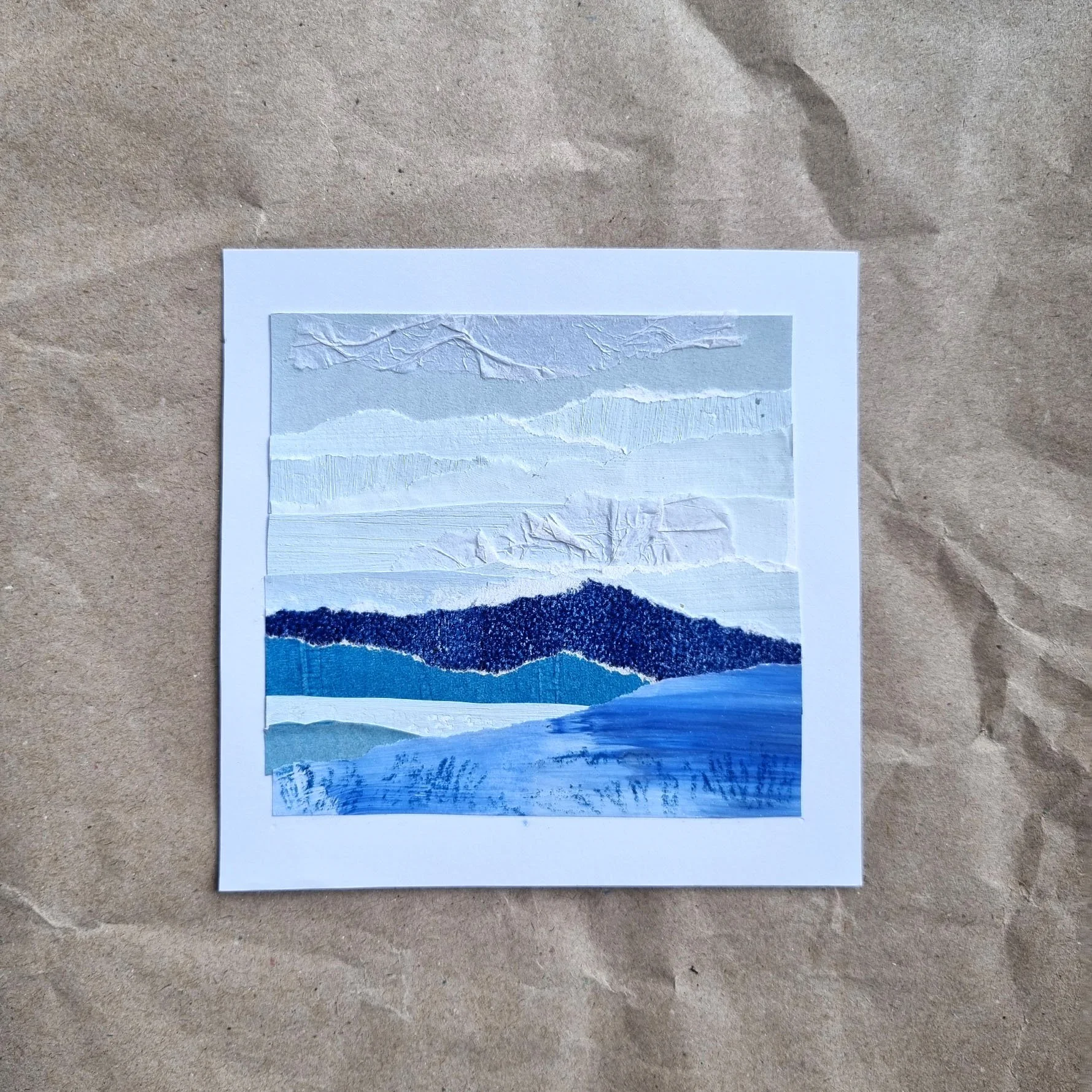 'Blue I' Original Paper Collage