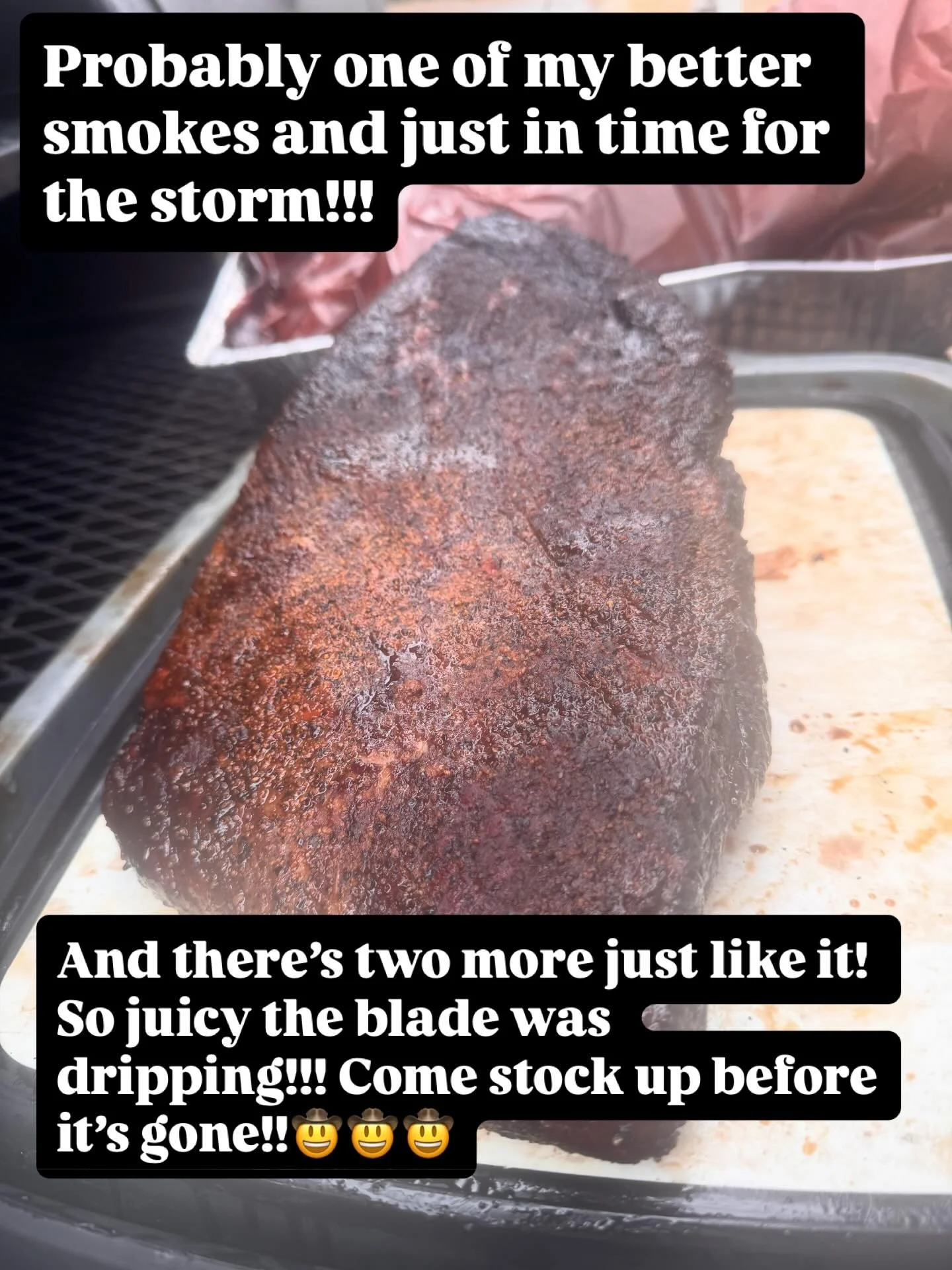 Some of the best I&rsquo;ve made! Come get it at Free Worship at 11, it&rsquo;ll go quick! Also have burnt ends and pulled pork 🤠🤠🤠