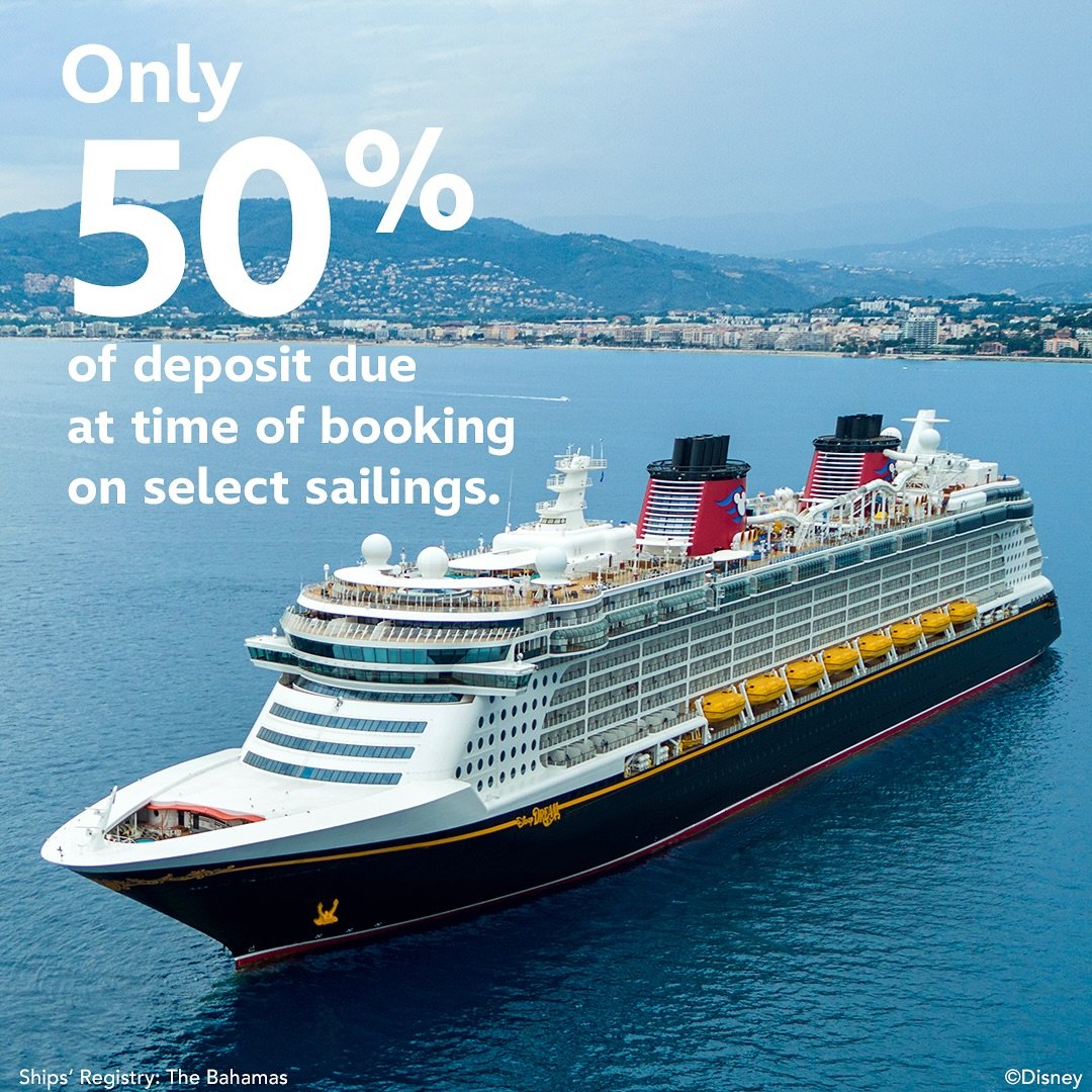 🚢✨ Ready to set sail with a little extra pixie dust? 🪄
Disney Cruise Line is offering 50% off your deposit on select sailings &mdash; but only for a limited time! 🌊⚓️

Let&rsquo;s plan your next unforgettable adventure &mdash; I&rsquo;ll handle th