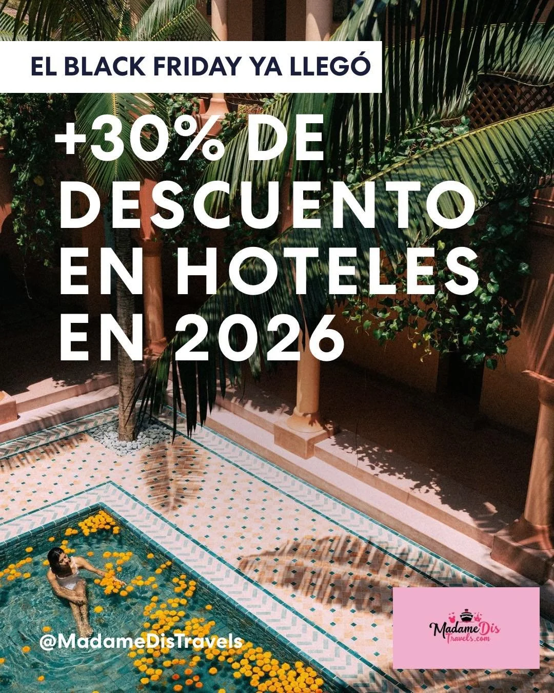 🚨 &iexcl;BLACK FRIDAY EN VIVO! 🚨 &iquest;Qui&eacute;n est&aacute; listo para escapar de la rutina? ☀️ Sum&eacute;rgete en ahorros incre&iacute;bles con m&aacute;s de 30% de DESCUENTO en hoteles hasta el 2026. S&iacute;, le&iacute;ste bien: &iexcl;a