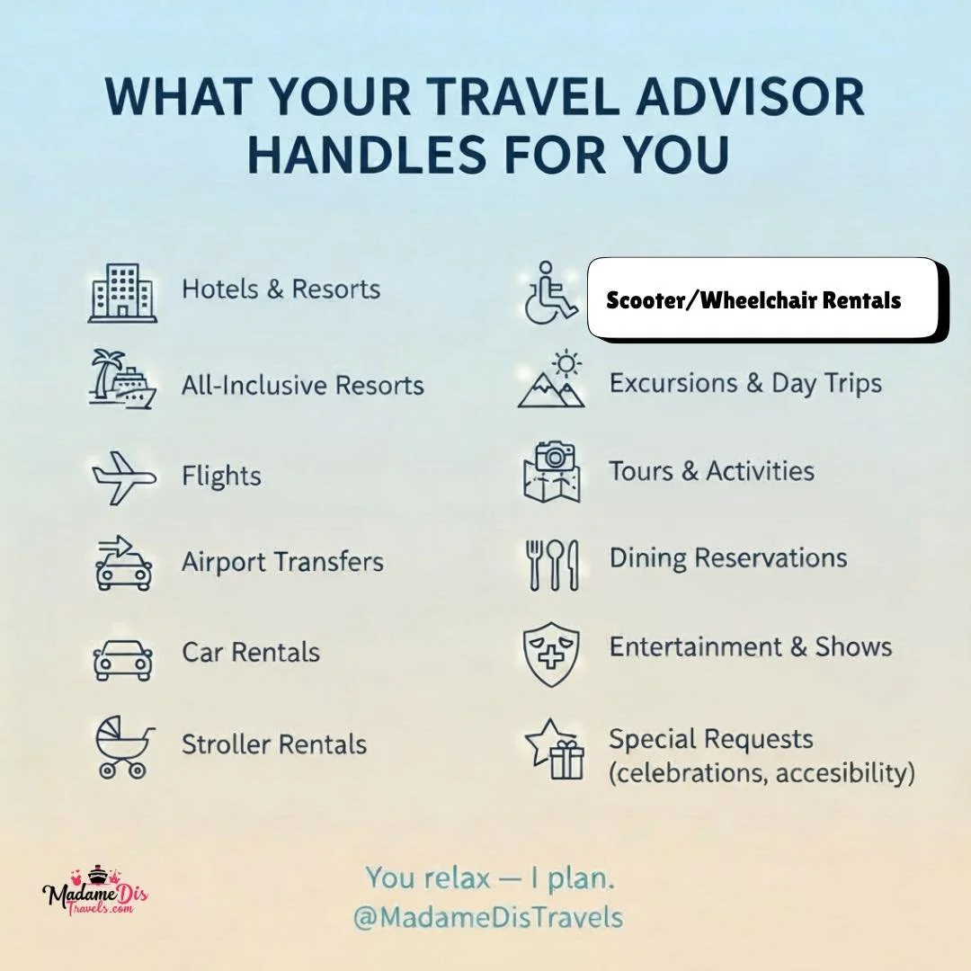 Being a Travel Advisor is about so much more than just hitting "confirm" on a hotel. It&rsquo;s about the little details that make a BIG difference&mdash;like making sure your stroller is waiting at your resort, snagging that impossible din