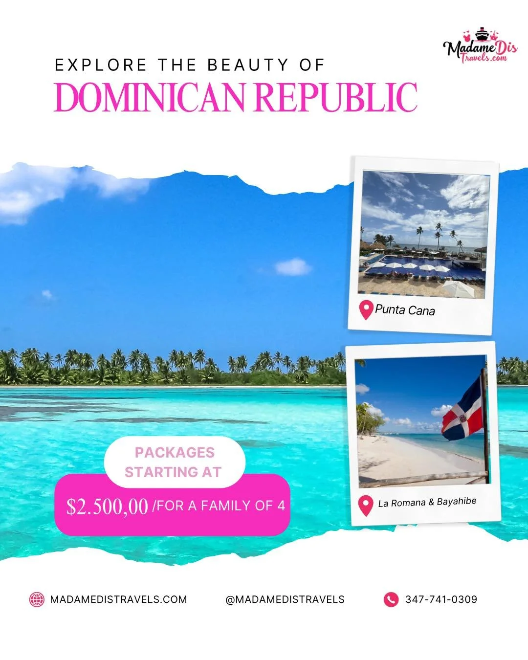 Dreaming of turquoise waters and white sand? 🏝️✨ Explore the breathtaking beauty of the Dominican Republic! 🇩🇴

From the world-class beaches of Punta Cana to the hidden gems in La Romana &amp; Bayahibe, this is the ultimate tropical escape.

Packa