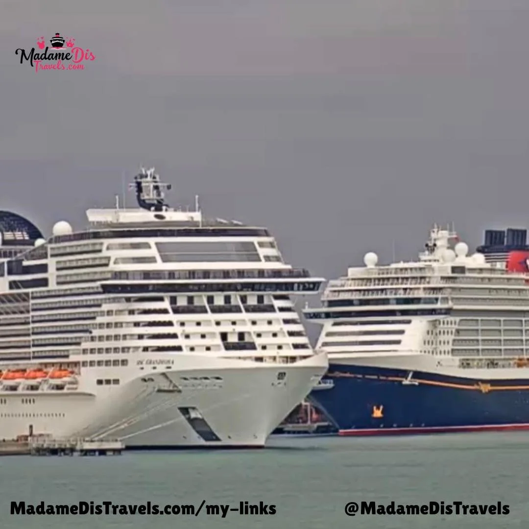 Spot the Mickey tail! 🚢✨ One of the questions I get asked most often is: "Which cruise line is right for me?" Looking at two incredible ships side-by-side reminds me that every cruise line has its own unique personality. Whether you want t